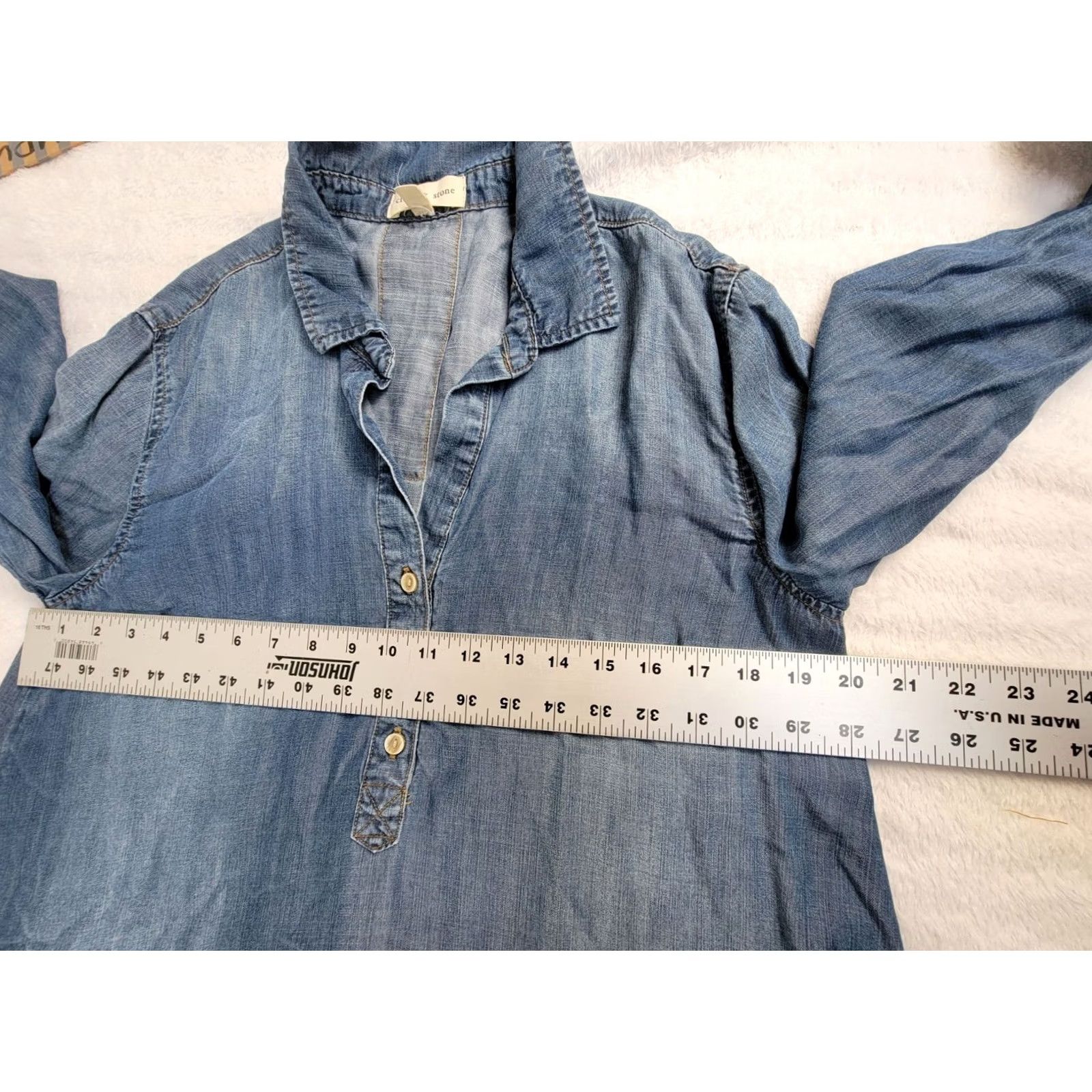 Denime Cloth & Stone Denim Button-Down Long Sleeve Shirt Medium Women Blue Pullover Shirt Size M / US 6-8 / IT 42-44 - 7 Thumbnail