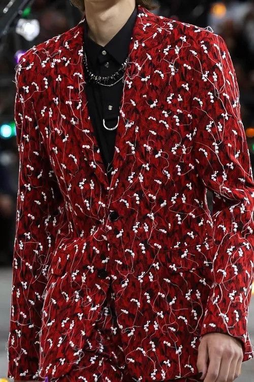Dior Dior Homme 17SS Black & Red Painted Lily Tie Size ONE SIZE - 9 Thumbnail