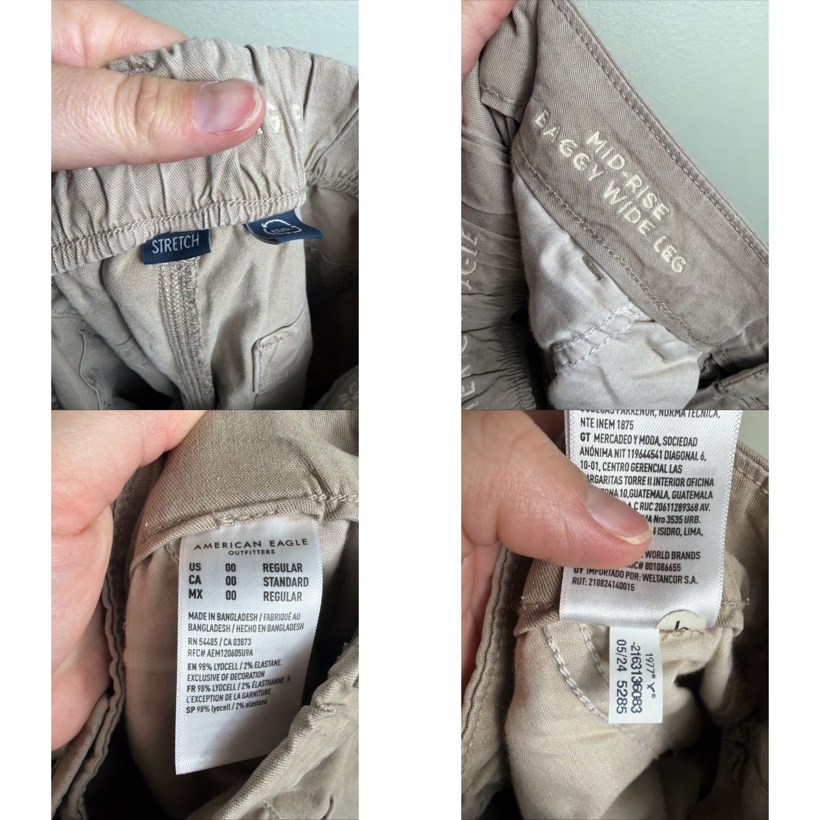 American Eagle Outfitters American Eagle Pants Womens 00 Short Khaki Mid Rise Wide Leg Baggy Cargo 28x30 Size 28" / US 6 / IT 42 - 10 Thumbnail
