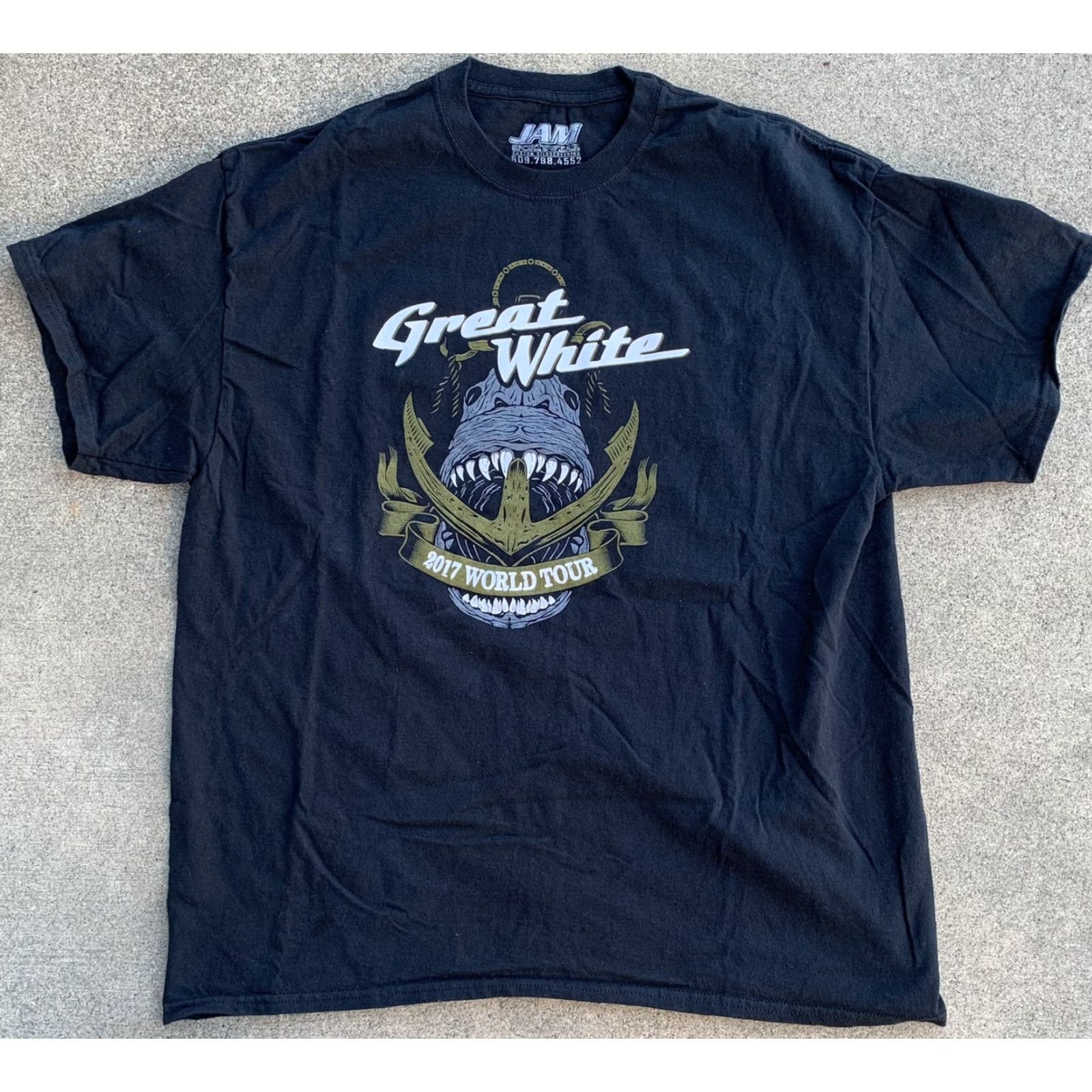 Salem Sportswear Jam Sportswear Great White 2017 World Tour T-Shirt Men 2XL Black Graphic Print Tee Band Concert PT Shirt Size 2XL Mens Size US XXL / EU 58 / 5 - 3 Thumbnail