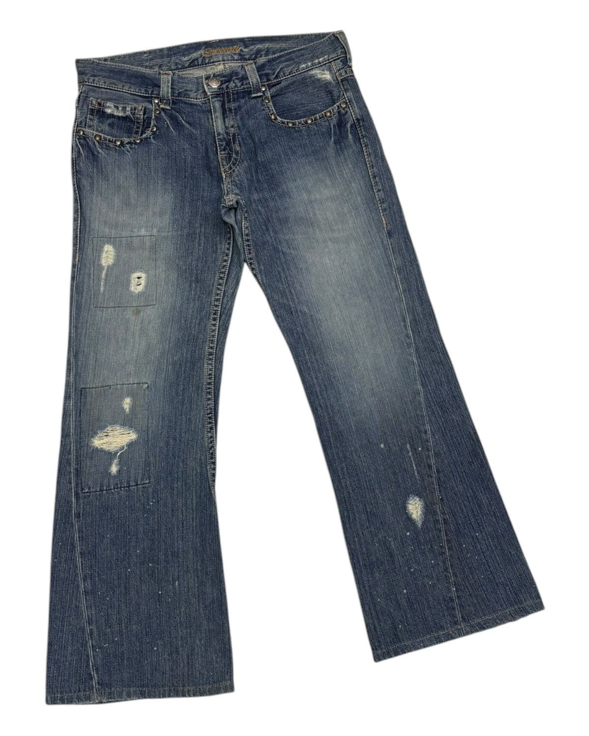 Hysteric Glamour × Japanese Brand Vintage ON BOARD Flared Baggy Distressed Denim Jeans Size US 35 - 3 Thumbnail