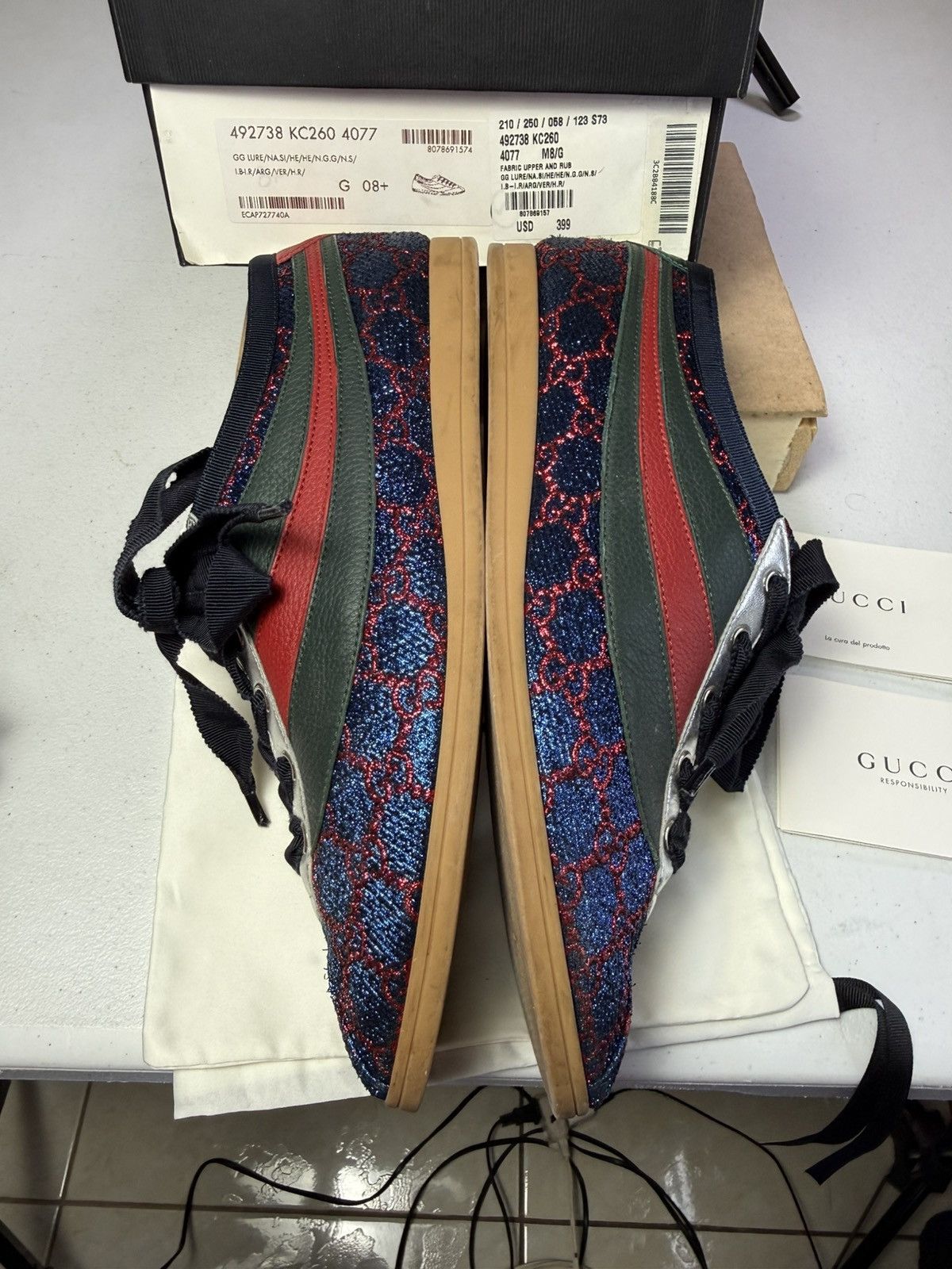 Gucci GUCCI Falacer Lurex Low-Top Sneakers Sz 8.5 Size US 8.5 / EU 41-42 - 11 Thumbnail