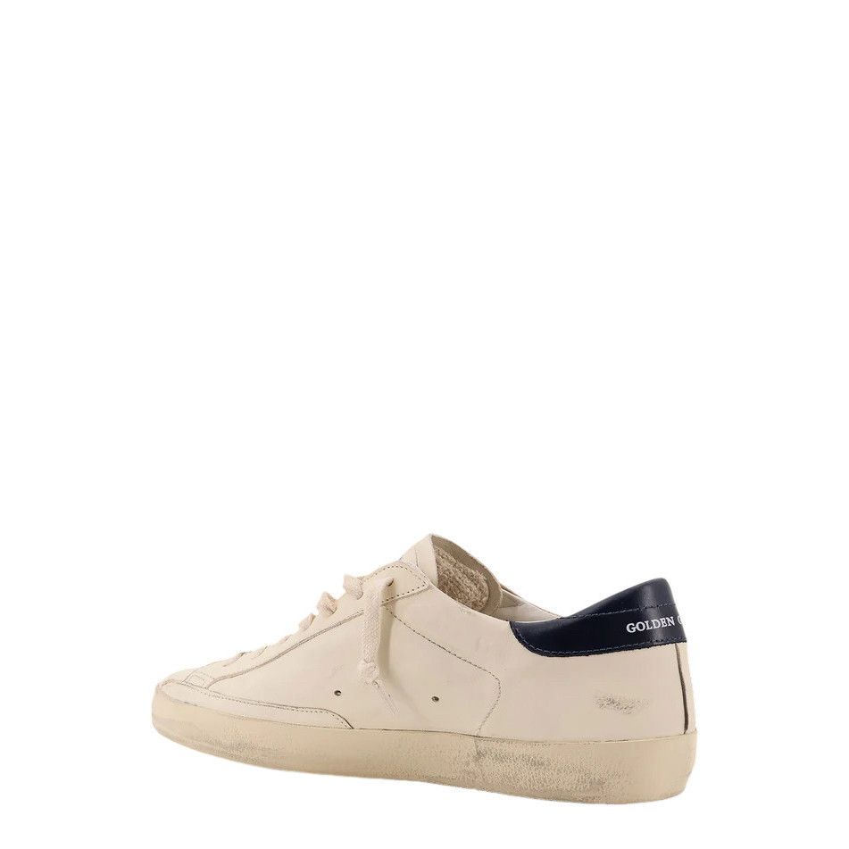GOLDEN GOOSE Super-Star Men's White/Blue Leather Low Top Sne