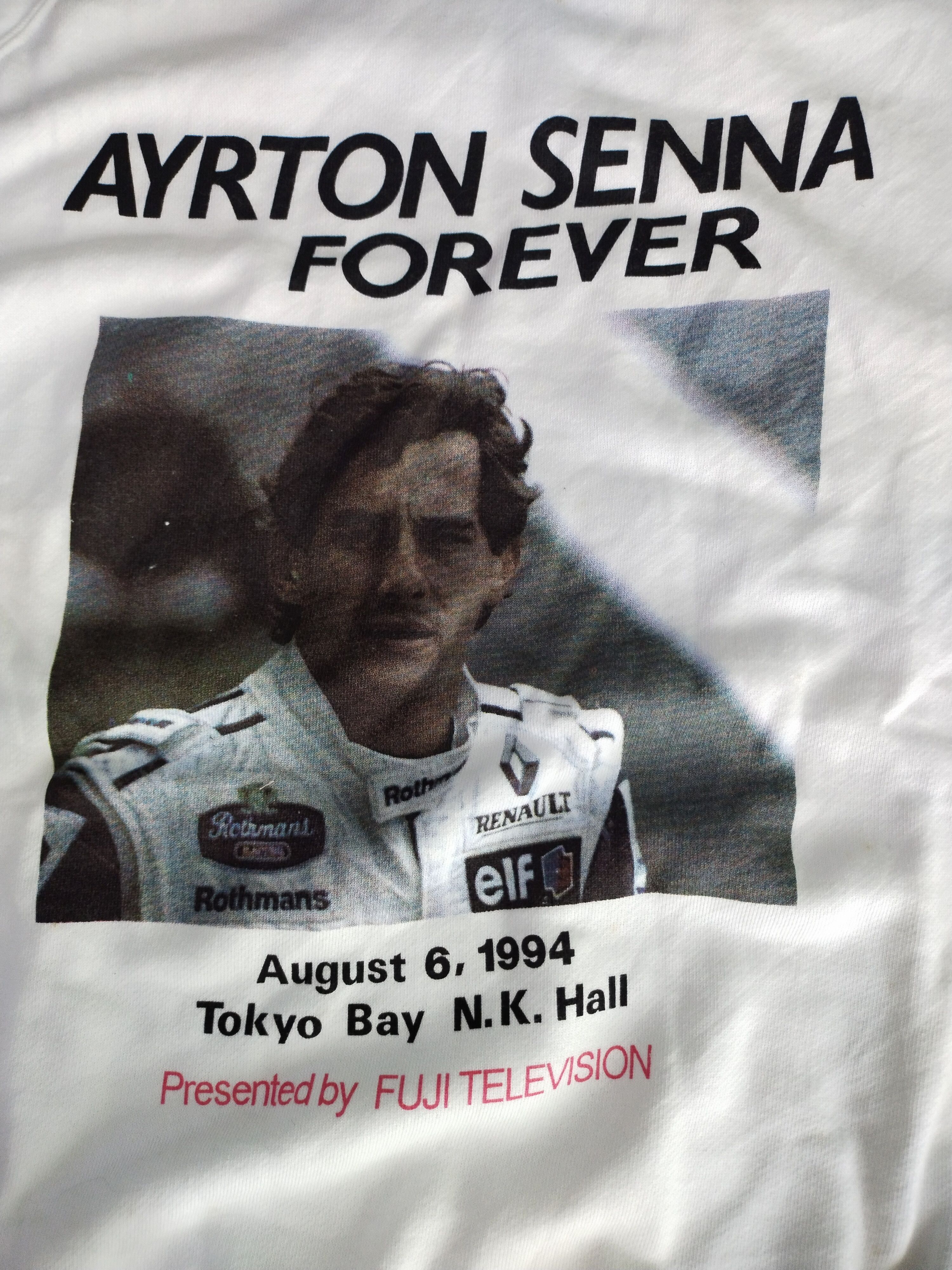 Japanese Brand × Vintage 90's Vintage Racing Ayrton Senna Rare White Sweatshirt Size US M / EU 48-50 / 2 - 3 Thumbnail