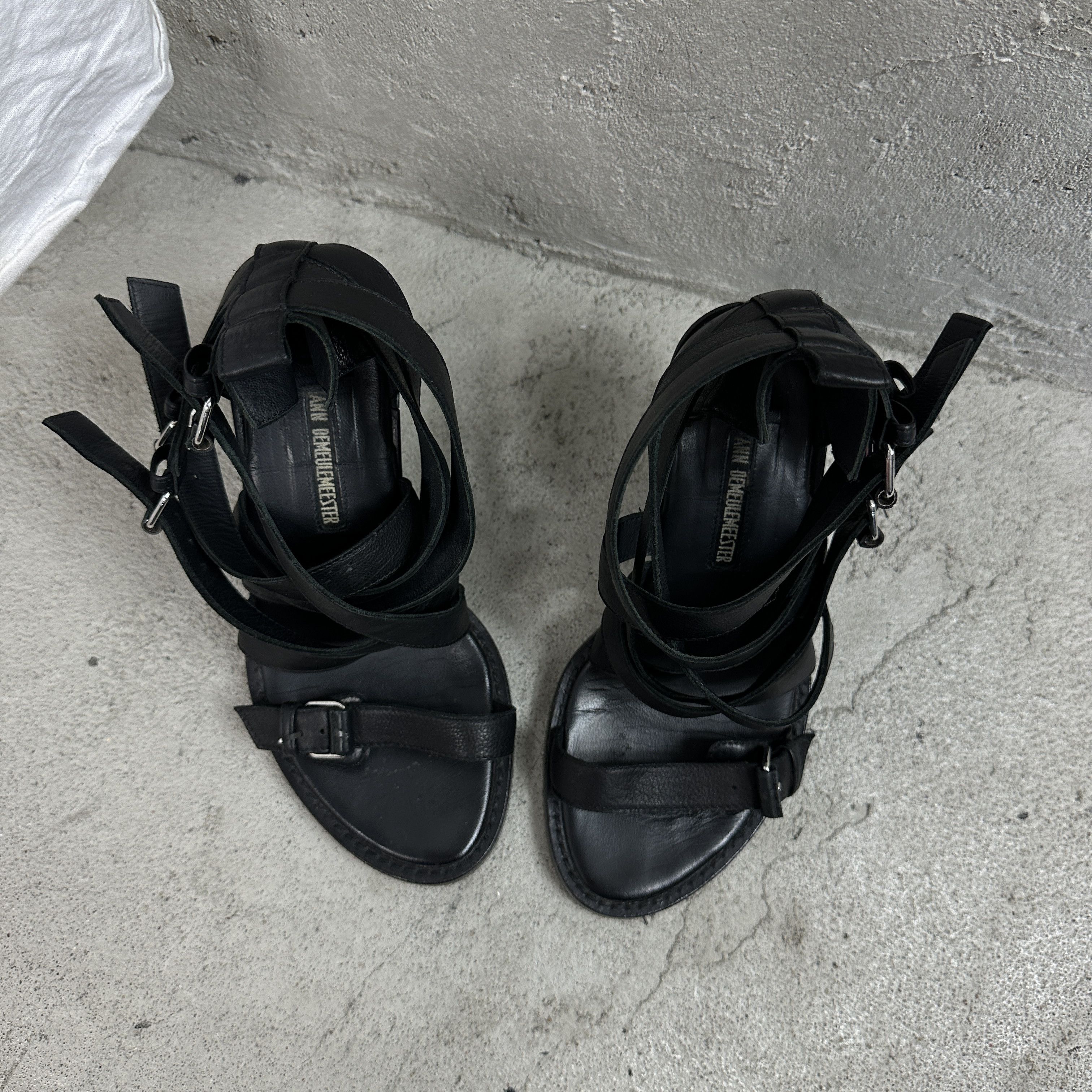Ann Demeulemeester × Vintage Vintage Leather Opium Grunge Strapped Bondage Heels 00s Size US 7 / IT 37 - 7 Thumbnail