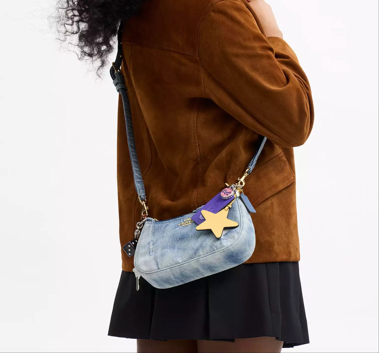 Coach Teri Shoulder Bag In Loved Denim With Charms CDY76 Size ONE SIZE - 11 Thumbnail