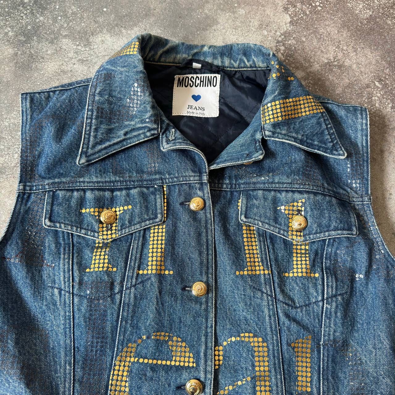 Moschino Moschino Vintage Rhinestones Details Denim Vest Jacket Size M / US 6-8 / IT 42-44 - 5 Thumbnail