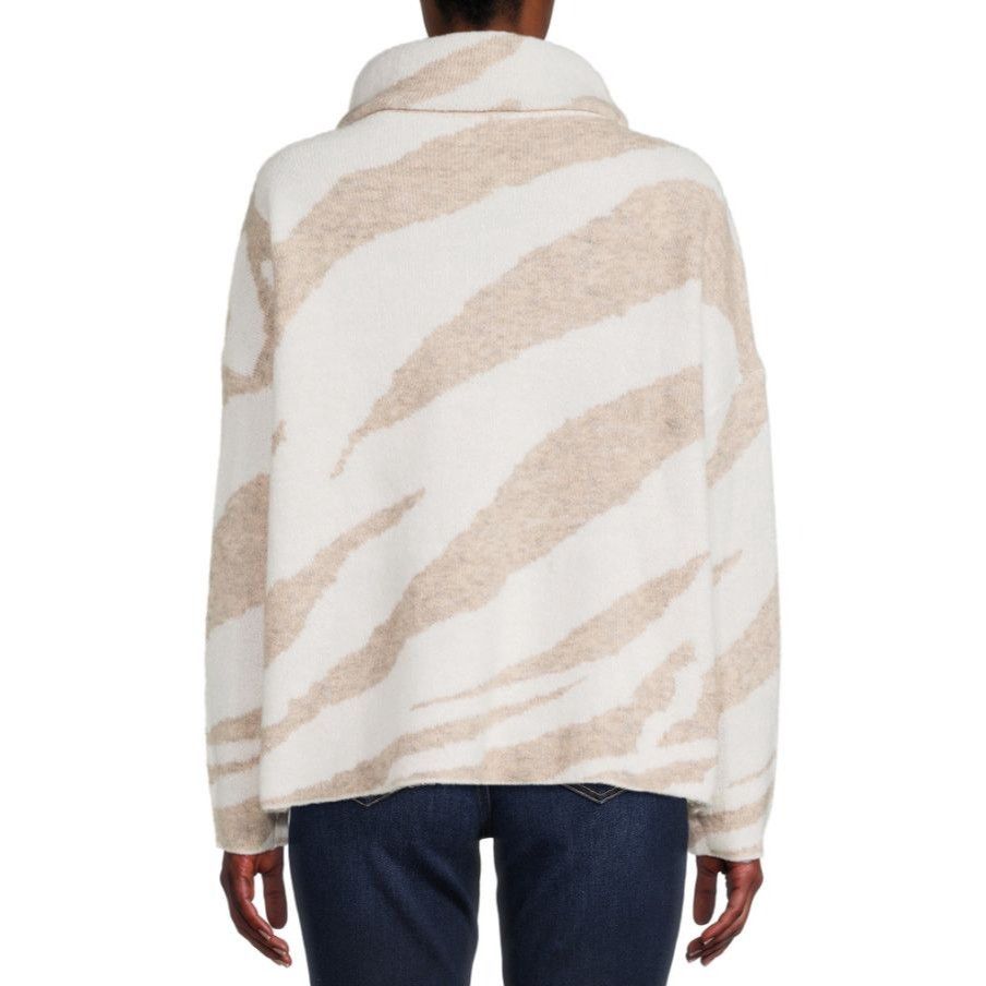 Debut Debut XS Beige Cream Zebra Print Oversized Cowl Neck Sweater Size XS / US 0-2 / IT 36-38 - 11 Thumbnail