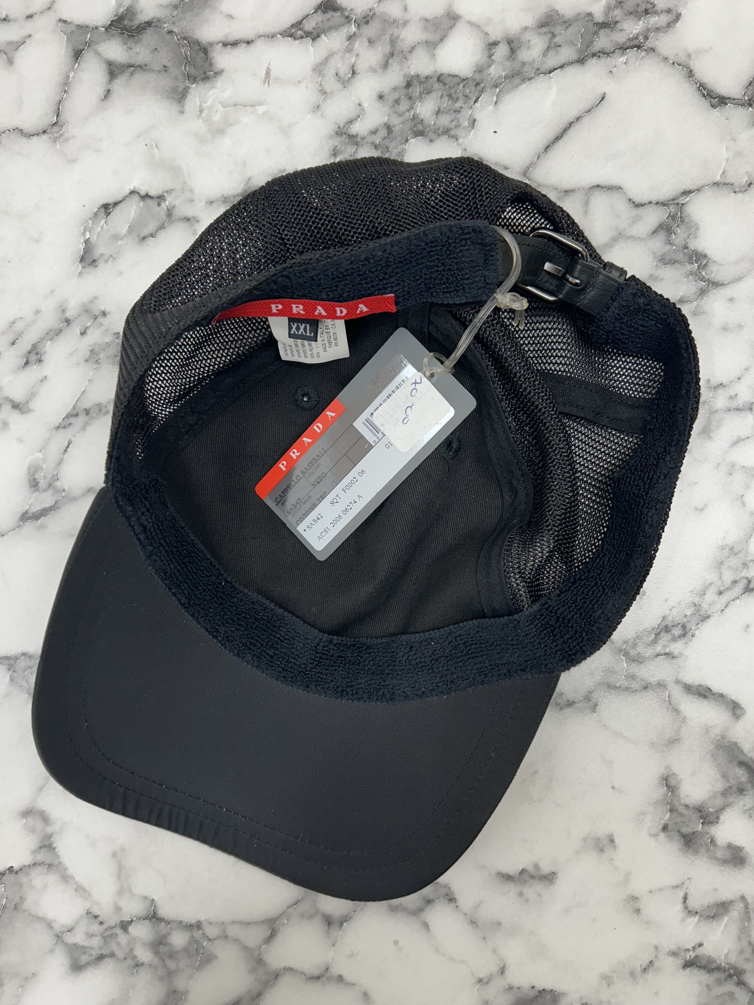 Prada Linea Rossa Black Nylon Baseball Style Trucker Hat