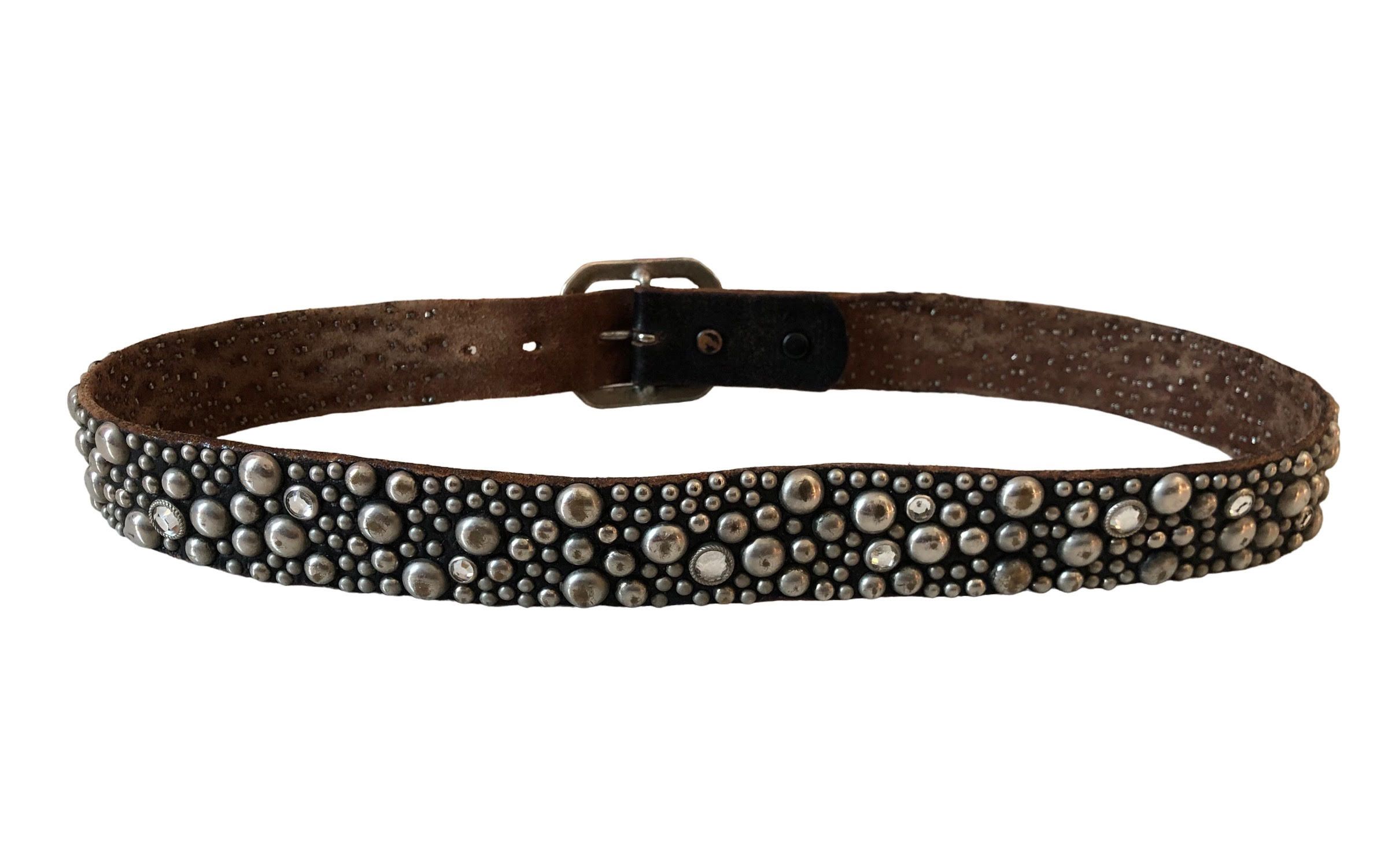Genuine Leather Vintage Leather Studded Belt By Old Stud Handmade Size 34 - 3 Thumbnail
