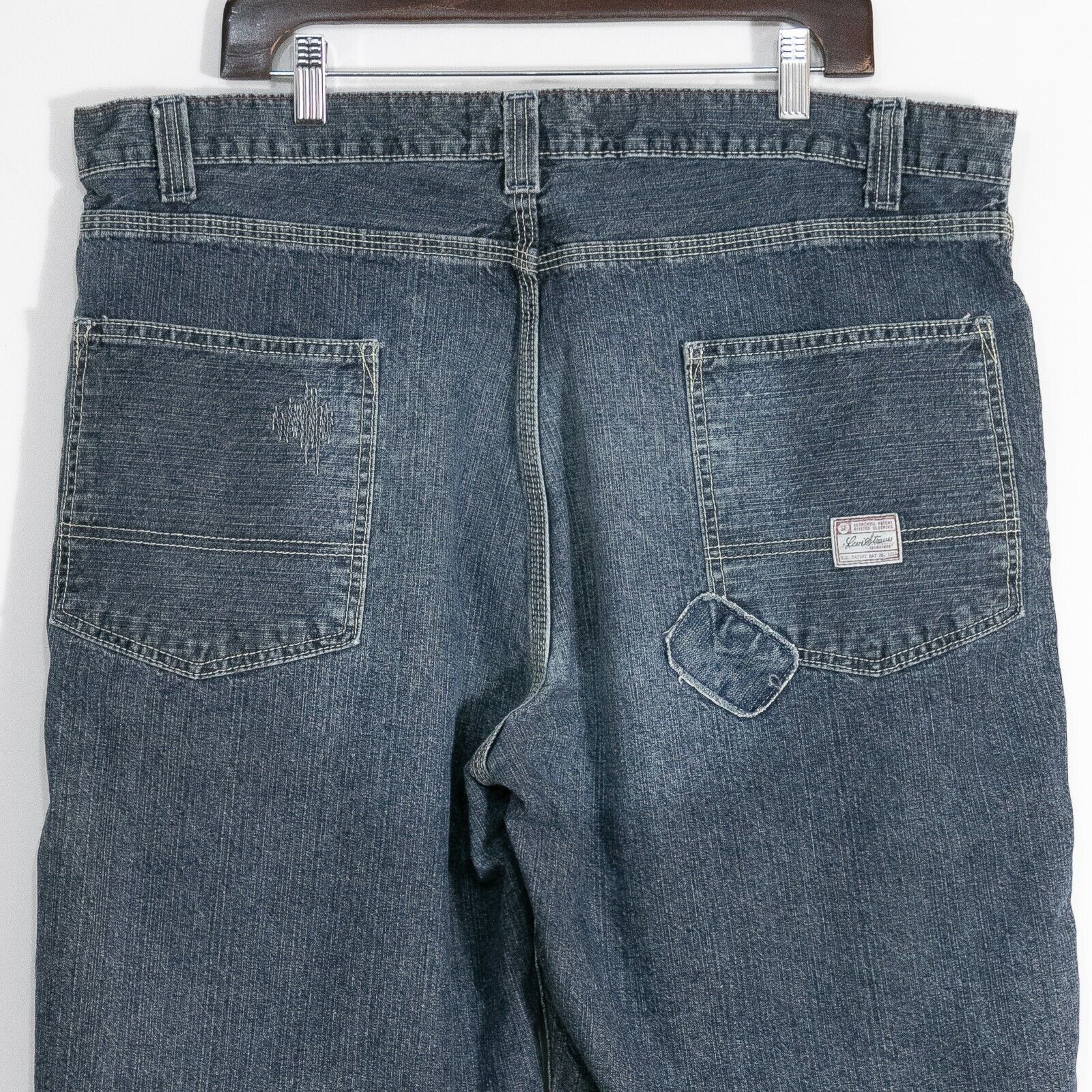 Levi's × Vintage Vintage Levis Baggy Jean Shorts 40" Waist - Distressed Dark Size US 40 / EU 56 - 5 Thumbnail