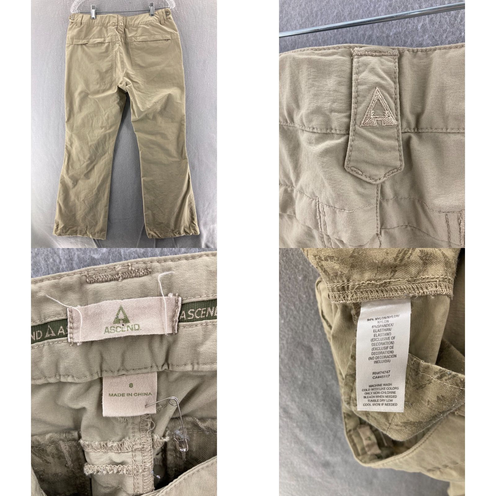 ASCENO Ascend Womens Cargo Pants Size 6 Beige Comfort Stretch Work Travel Size 28" / US 6 / IT 42 - 8 Thumbnail