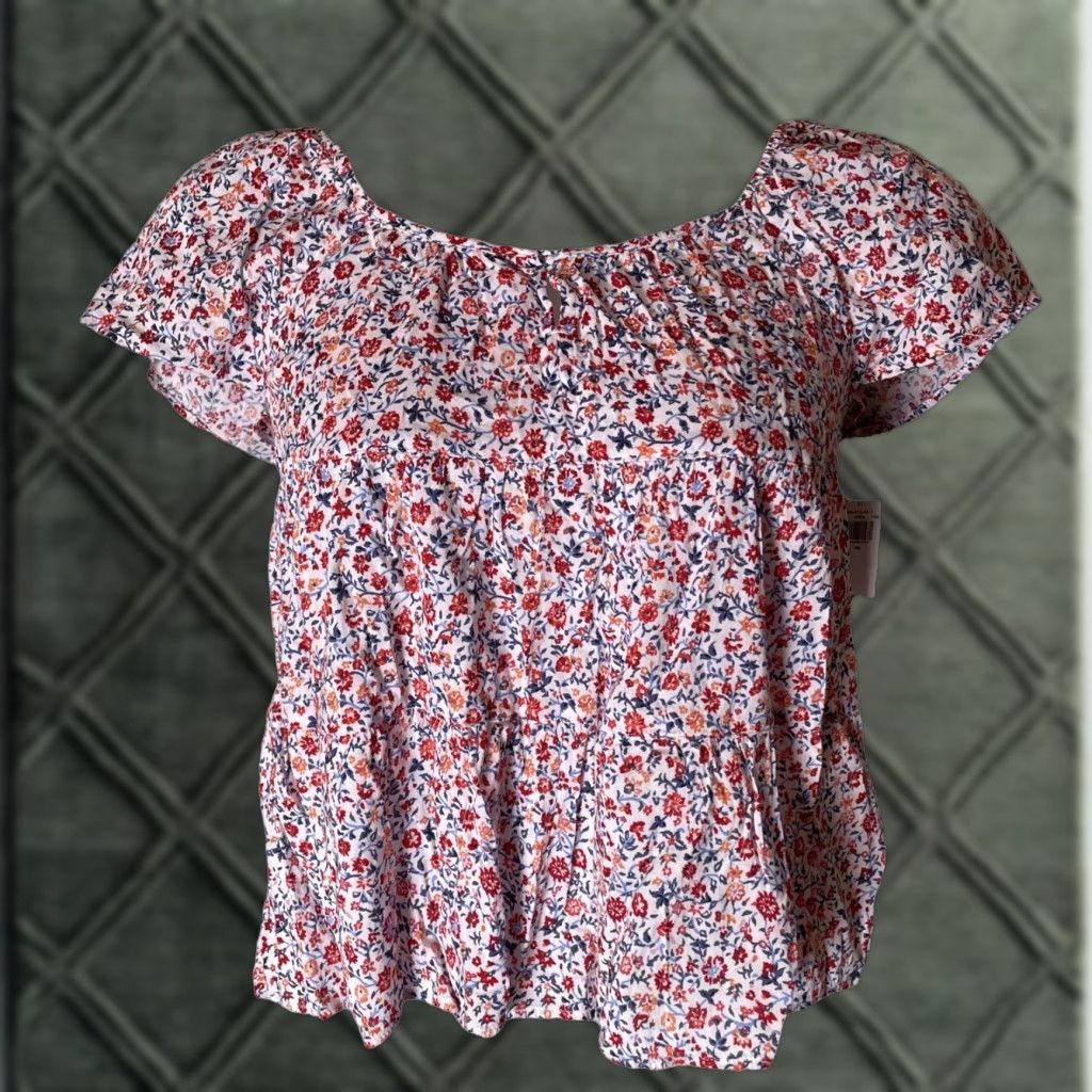 Old Navy Old Navy Women's XS Floral Tiered Tie Back Flutter Blouse NWT Size XS / US 0-2 / IT 36-38 - 1 Thumbnail