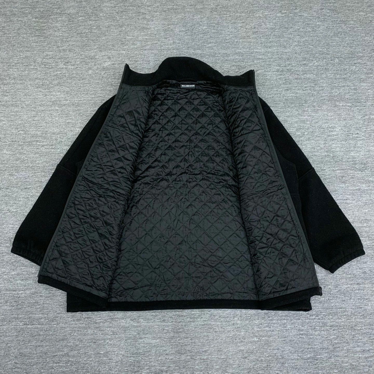 Balenciaga Balenciaga Black Wool Coat with Large Logo Size S / US 4 / IT 40 - 3 Thumbnail