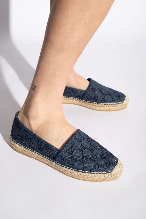 Gucci o1s1wg110425 Espadrille With GG Crystals in Navy Blue Size US 12 / IT 42 - 6 Thumbnail