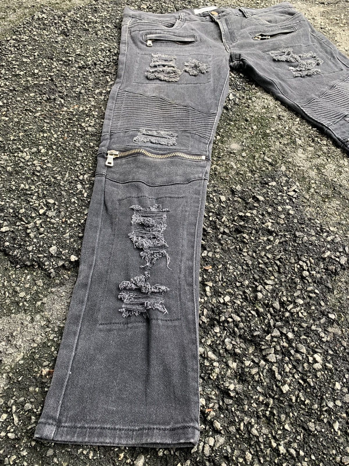 Other Distressed 8IGHTH/DSTRKT Multizipper Biker Streching Denim Size US 37 - 12 Thumbnail