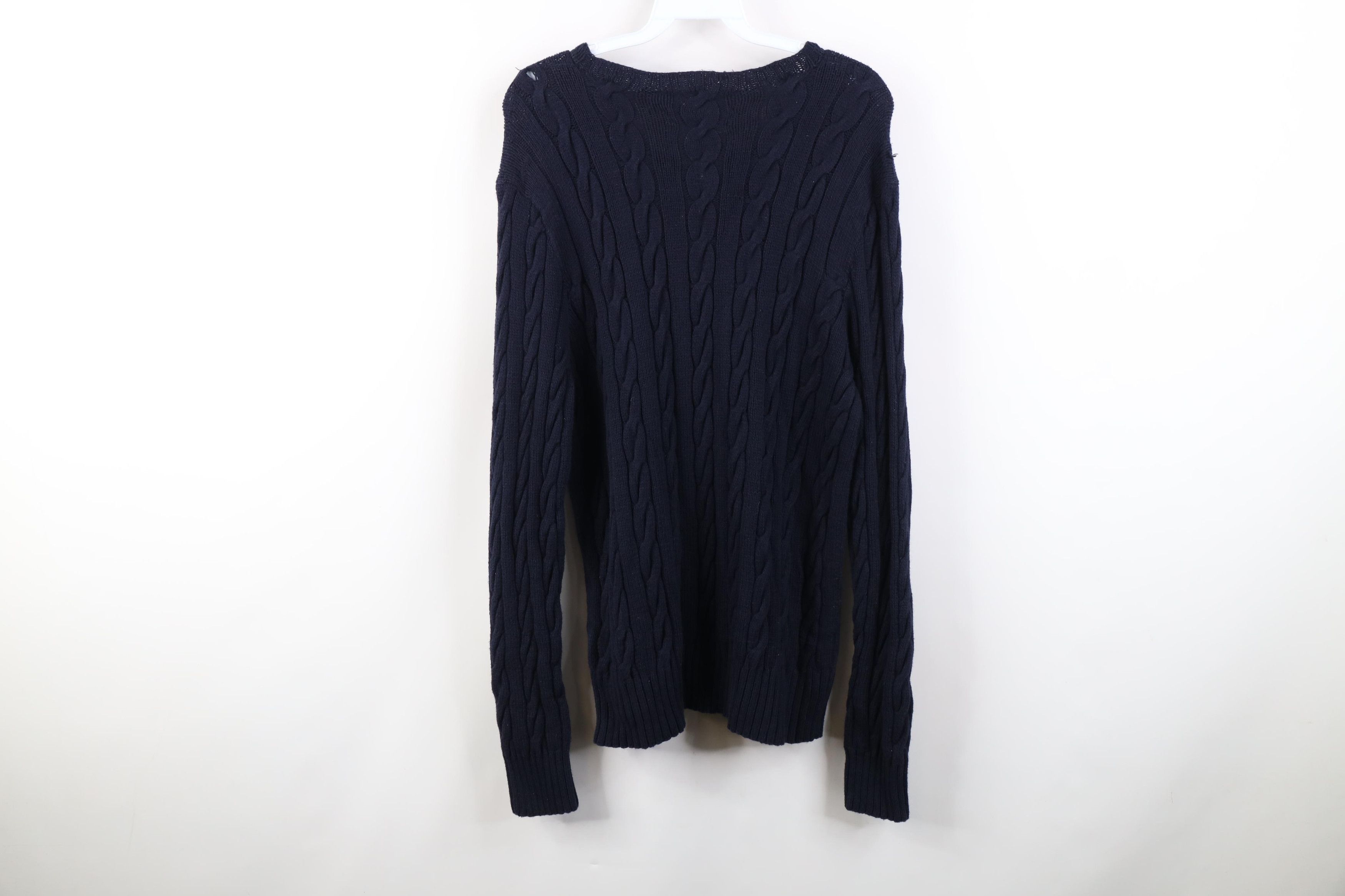 Polo Ralph Lauren Vintage 90s Ralph Lauren Chunky Cable Knit Sweater Blue Size XL / US 12-14 / IT 48-50 - 12 Thumbnail