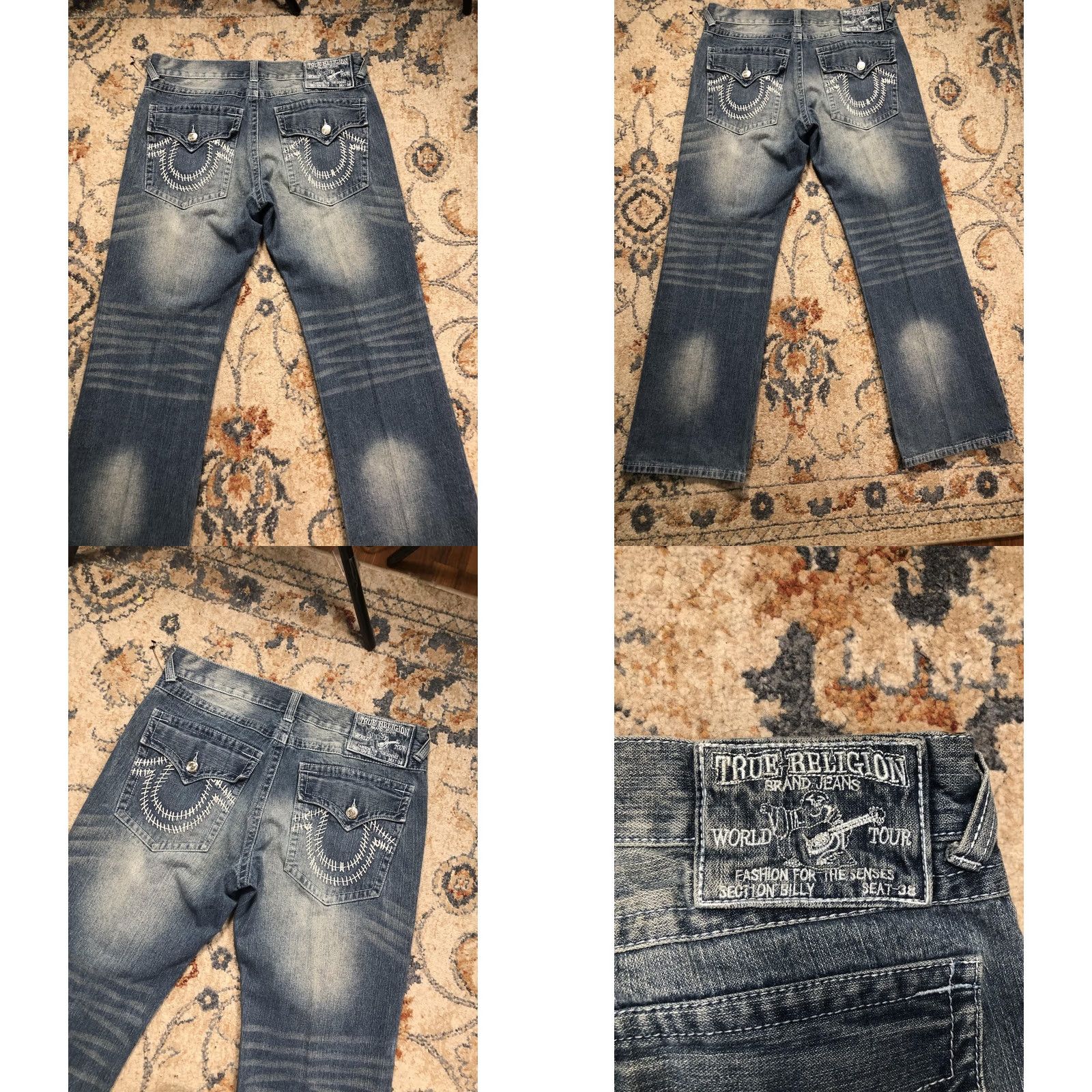 True Religion True Religion Billy Jeans Mens 38x32 Blue Med Wash Relaxed Bootcut Denim USA Size US 38 / EU 54 - 9 Thumbnail