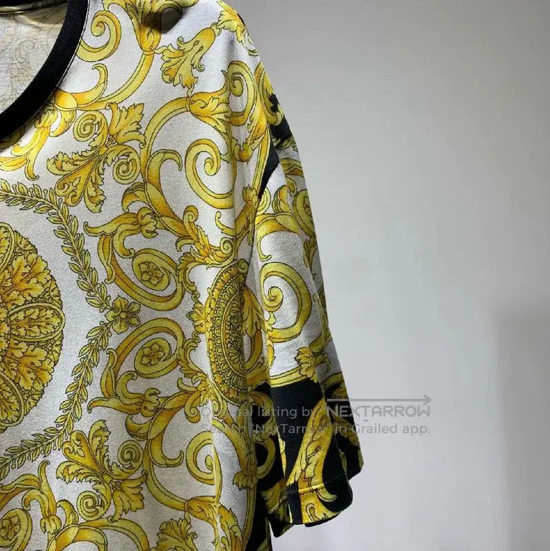 Versace Versace Men's White Cotton T-Shirt with Gold Design . Size US XXL / EU 58 / 5 - 8 Thumbnail