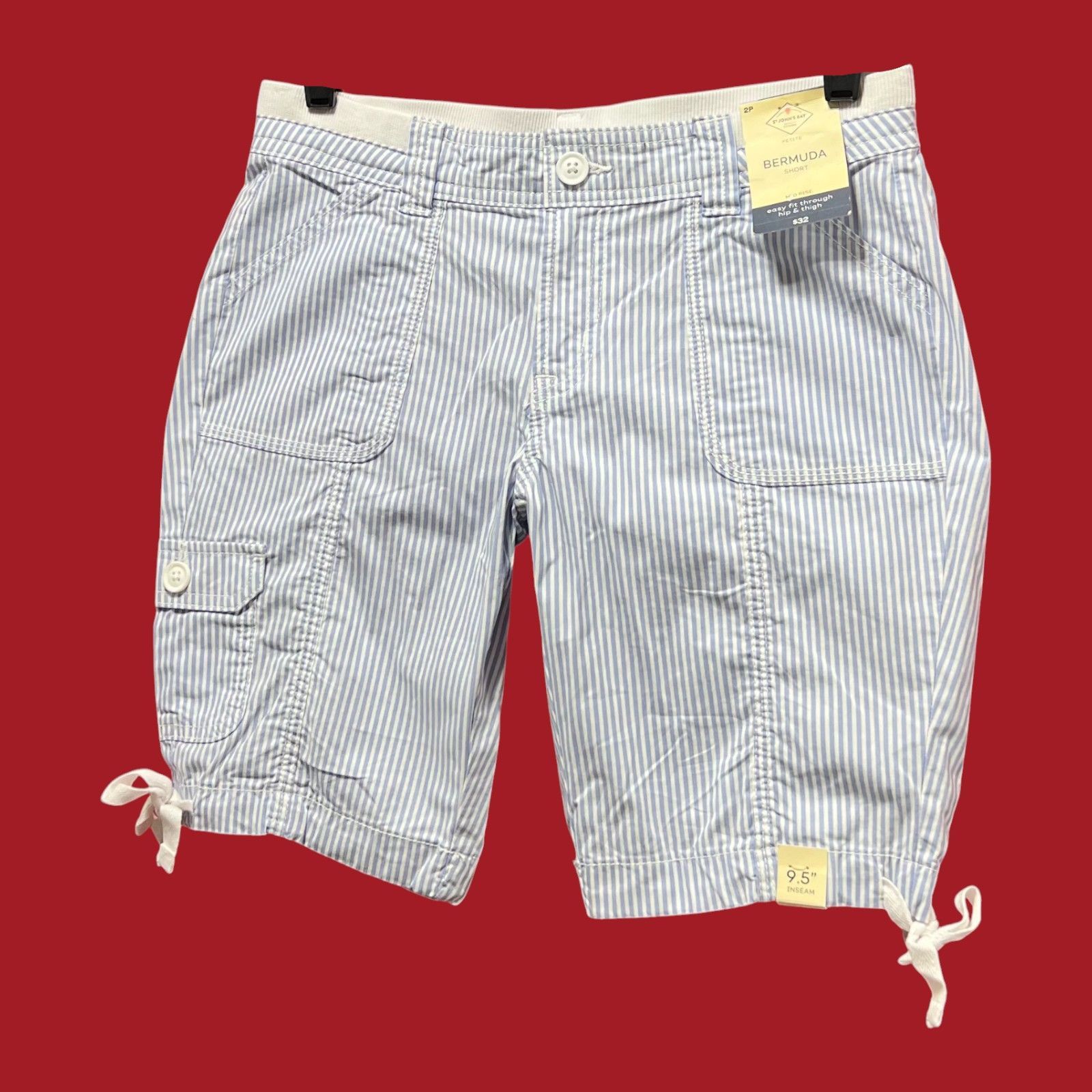 St. Johns Bay St. John's Bay - Women's Mid-Rise Cargo Bermuda Short - Blue Size 26" / US 2 / IT 38 - 17 Thumbnail