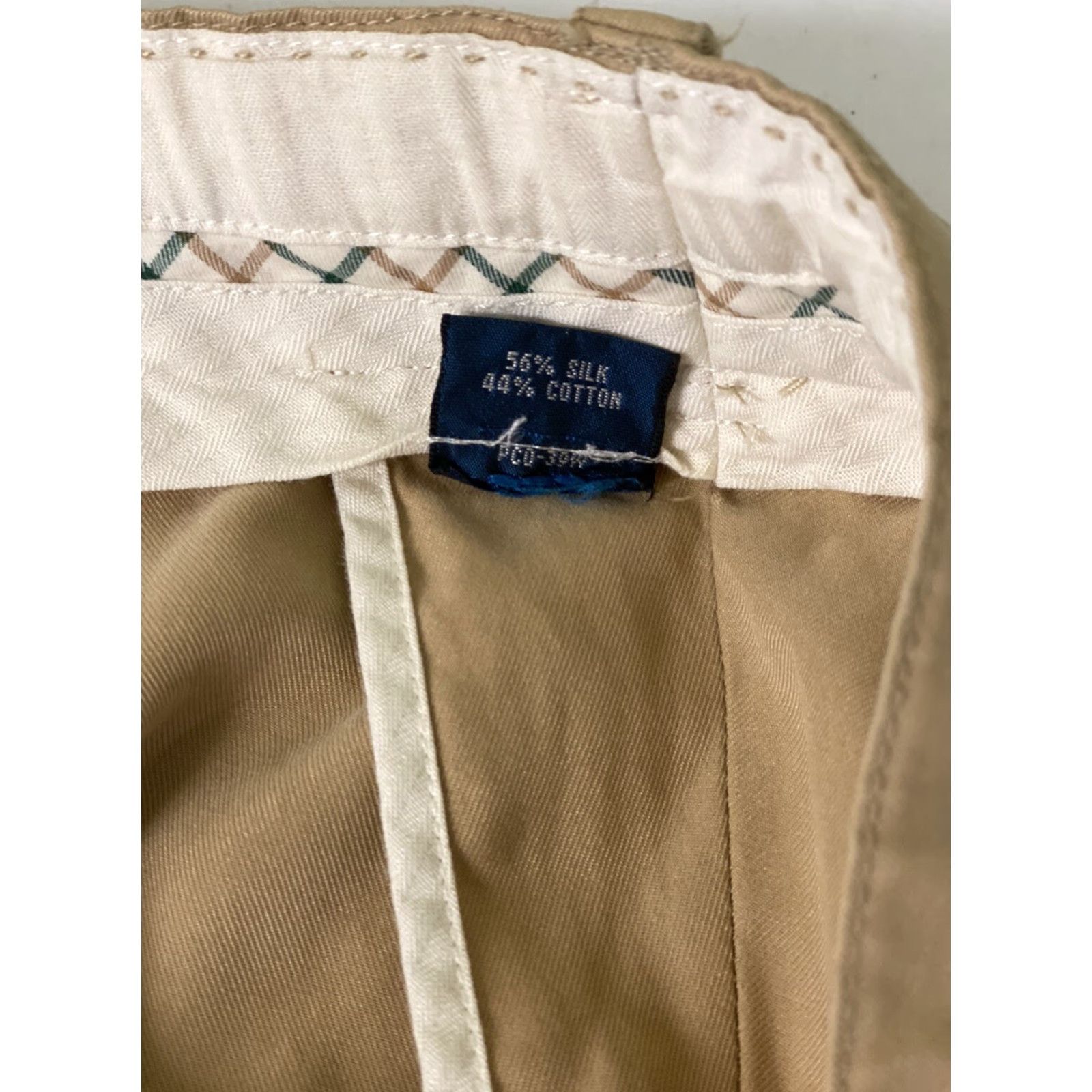 Polo Ralph Lauren VINTAGE Polo Ralph Lauren Pants Men Silk Blend Flat Front 40x30 Regular Inseam 30 Chino Brown Tan Size US L / EU 52-54 / 3 - 7 Thumbnail