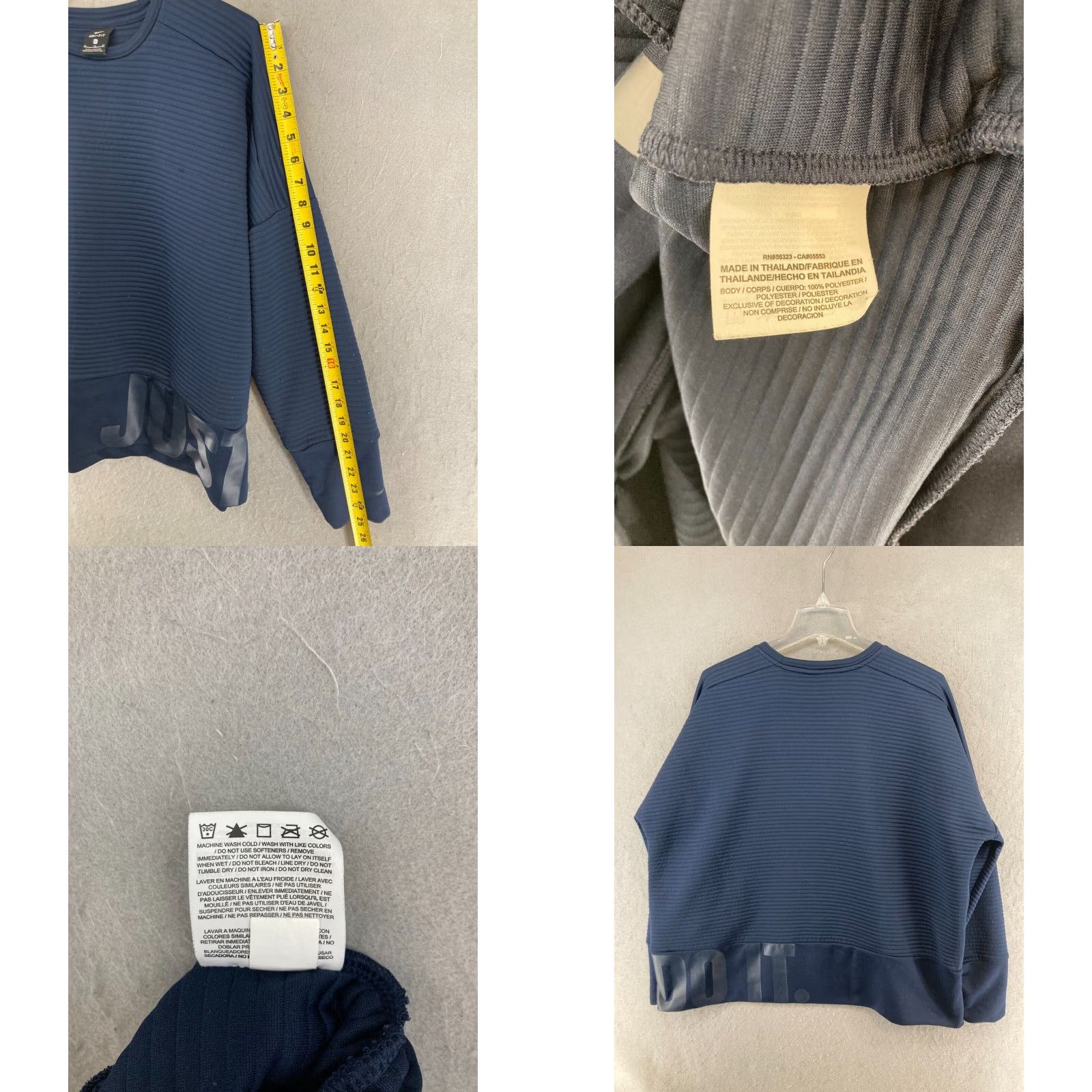 Nike Nike Dri-Fit Long Sleeve Shirt XL Blue Ribbed Spellout Womens Size XL / US 12-14 / IT 48-50 - 8 Thumbnail
