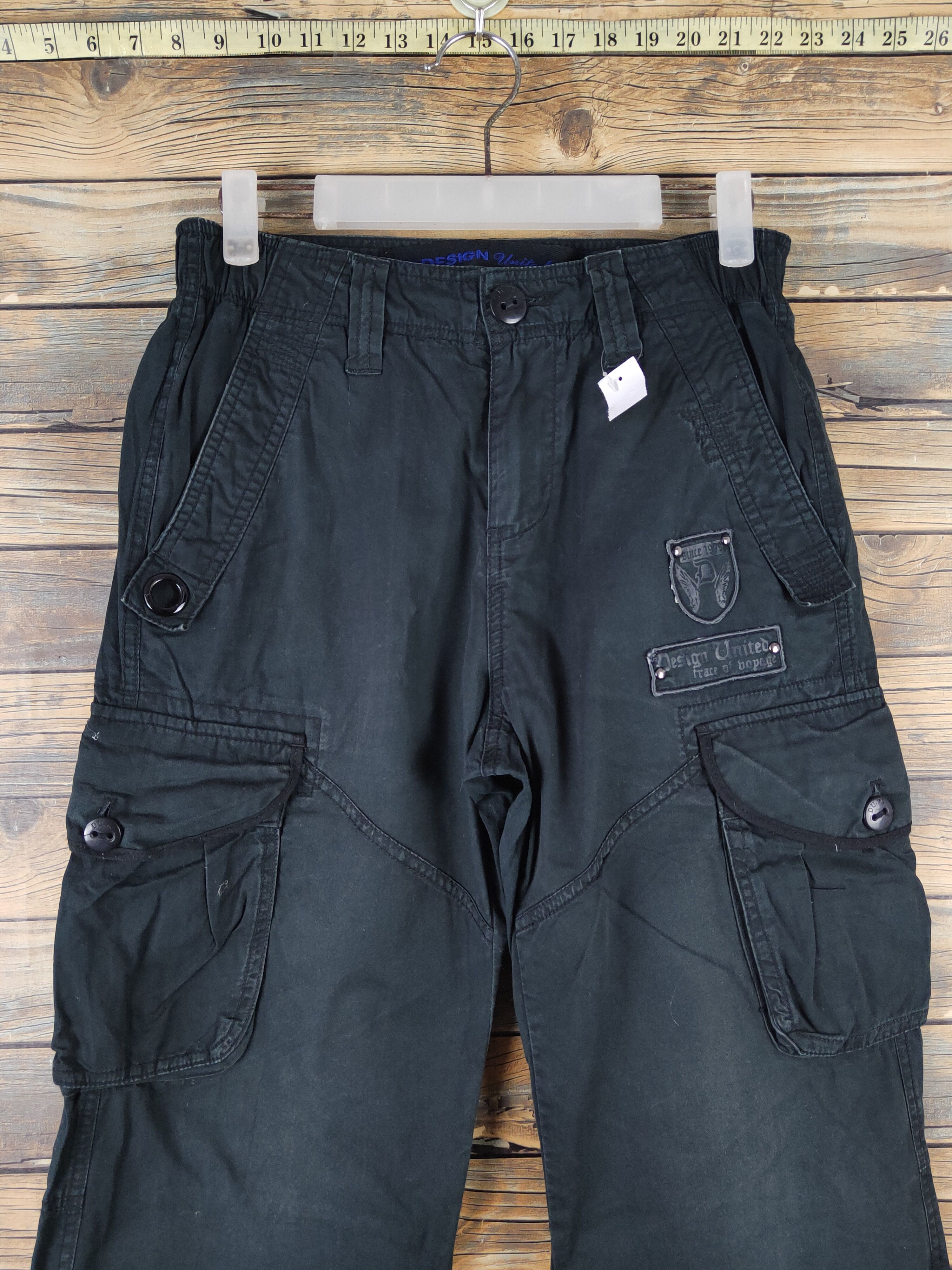 Japanese Brand DL Design United Black Multipocket Cargo Pants #1339 Size US 27 - 2 Thumbnail