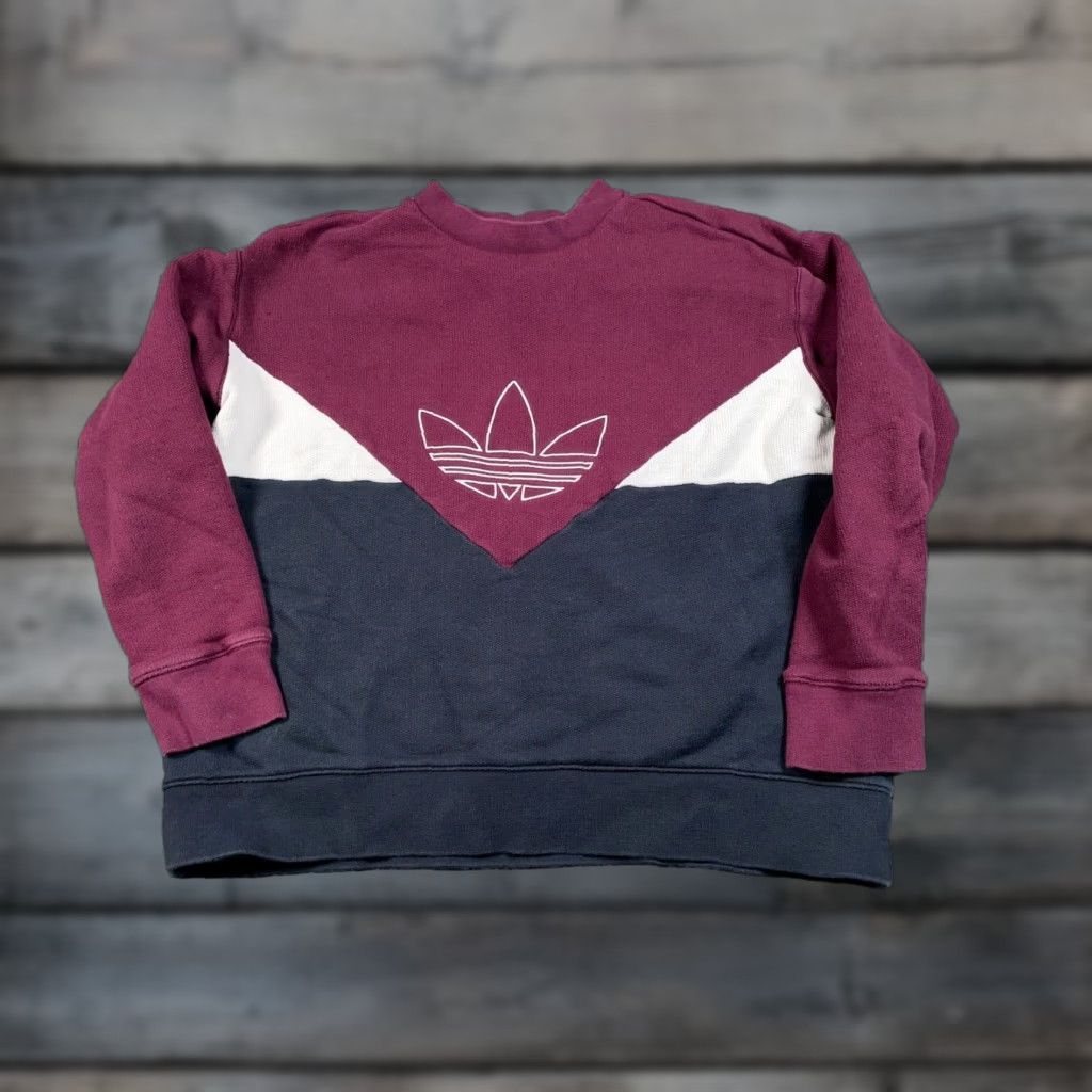 Adidas adidas Trefoil Logo Sweatshirt Waffle Knit Women's Large Red Black Embroidered Size L / US 10 / IT 46 - 1 Thumbnail