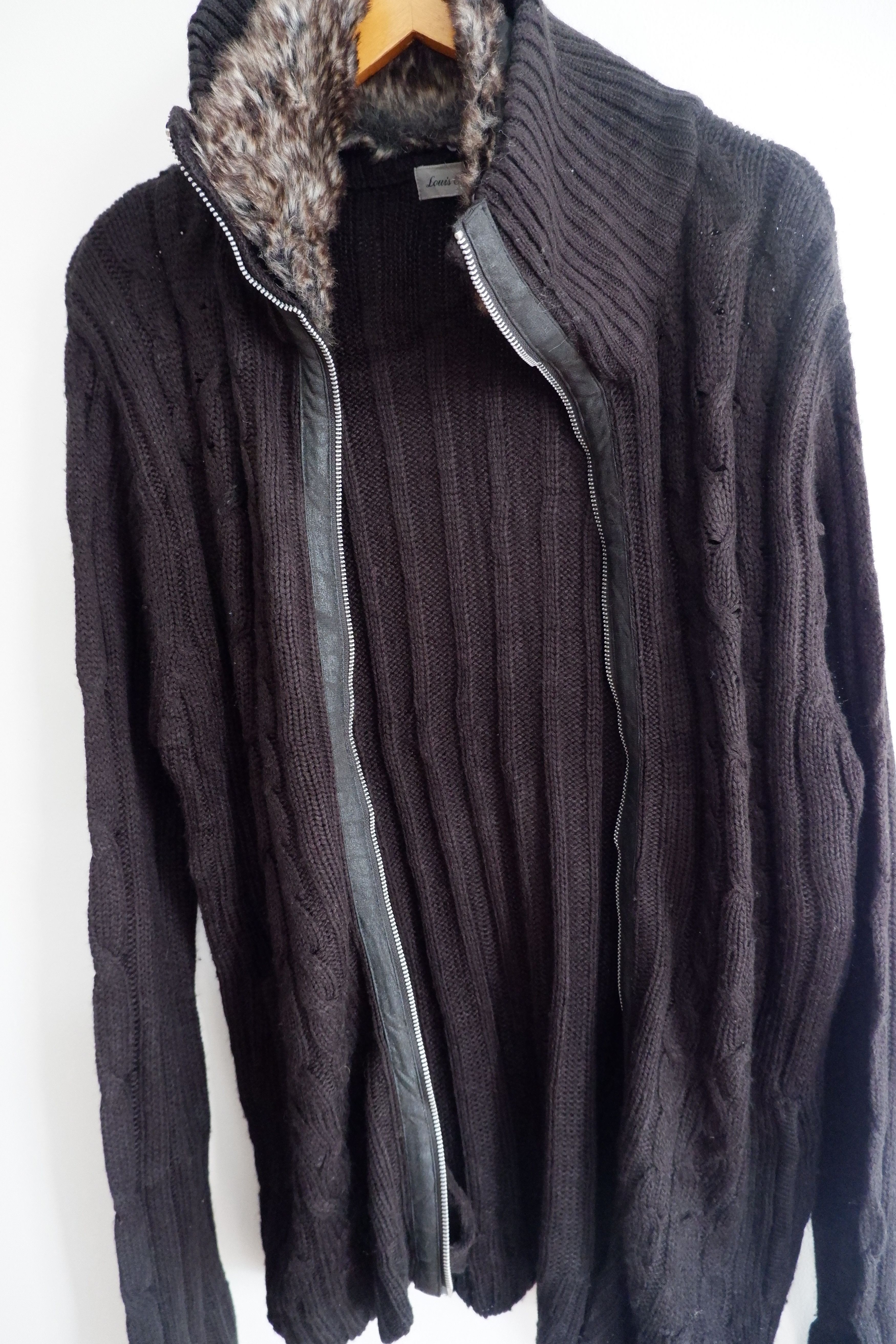 If Six Was Nine Vintage Louis Chavlon Fur Neck Knitted Zip Size US L / EU 52-54 / 3 - 2 Thumbnail