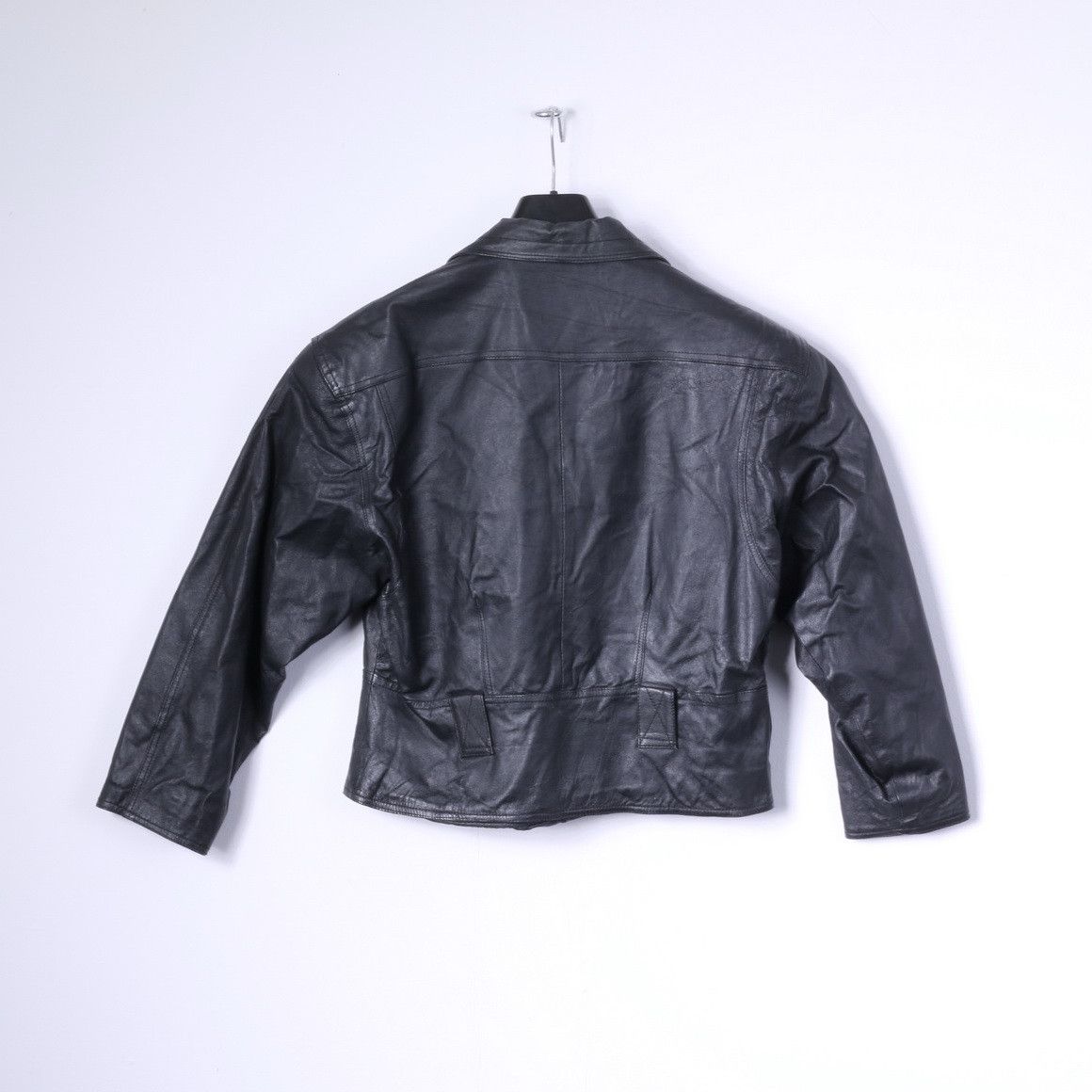 Vintage Miss Joy Women 38 M Jacket Black Leather Biker 0978 Size M / US 6-8 / IT 42-44 - 7 Thumbnail