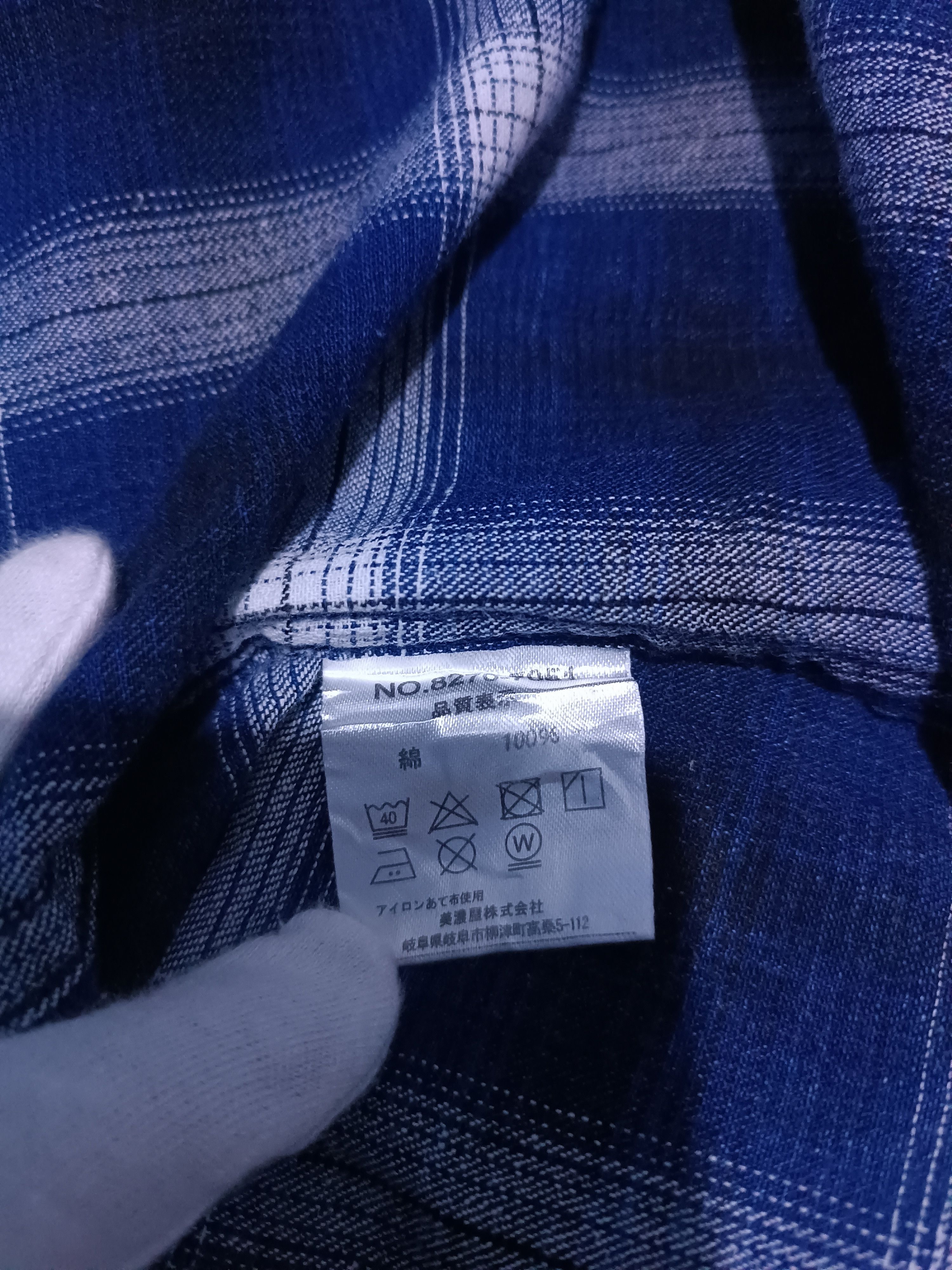 Japanese Brand Vintage Spinash Indigo Wash Check Western Style Size US L / EU 52-54 / 3 - 6 Thumbnail
