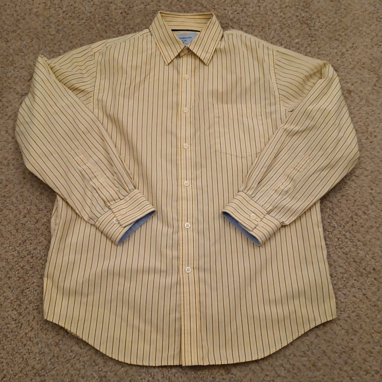 Croft & Barrow Croft & Barrow Shirt Mens Medium Yellow Blue Striped Long Sleeve Button-Up Size US M / EU 48-50 / 2 - 2 Thumbnail