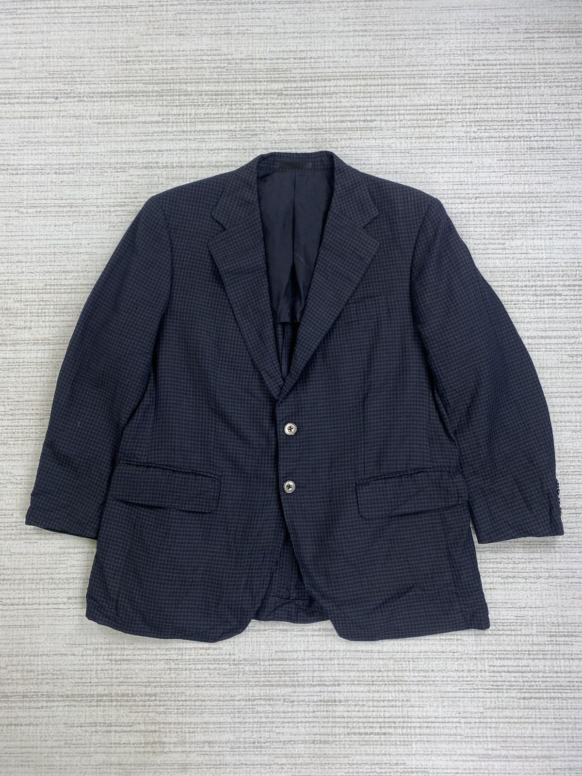 Burberry × Japanese Brand × Vintage Vtg 90s Burberry London Surface Hemp Material Plaid Blazer Size US M / EU 48-50 / 2 - 1 Thumbnail