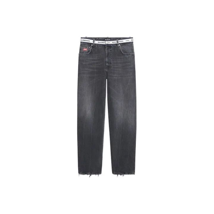 Balenciaga Balenciaga Men's Black Logo Denim Pants 0079 Size US 26 / EU 42 - 1 Thumbnail