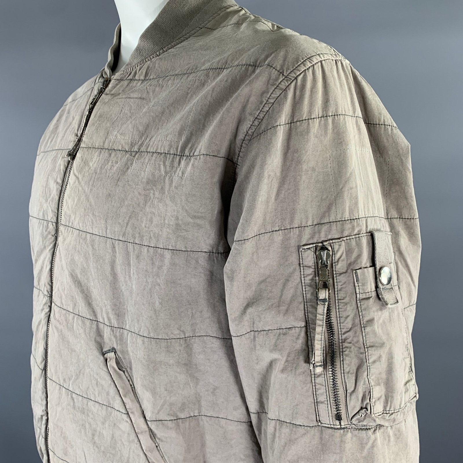 John Elliott JOHN ELLIOTT XL Khaki Quilted Cotton Blend Bomber Jacket Size US XL / EU 56 / 4 - 2 Thumbnail
