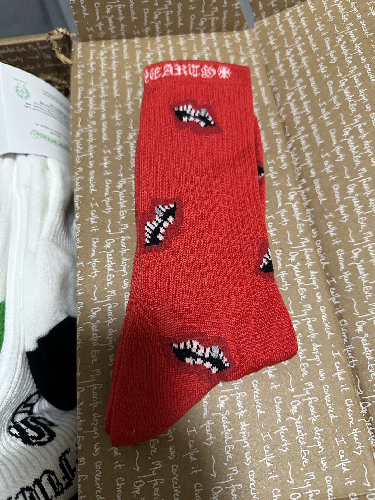 Pre-owned Chrome Hearts Chrome Heart Chomper Socks In White