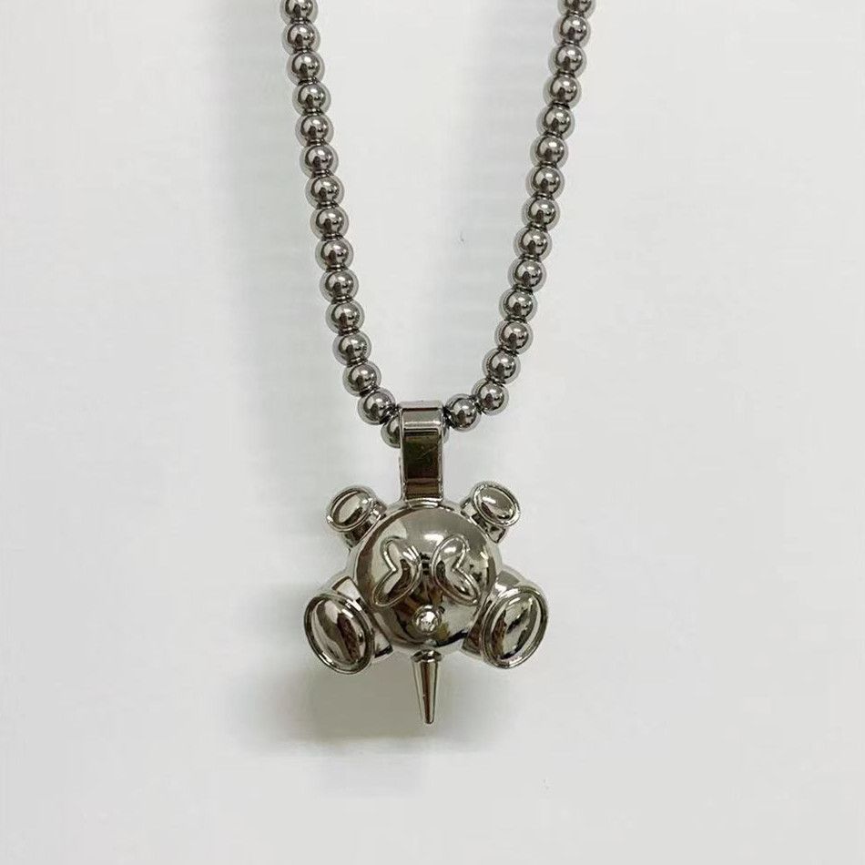 Jewelry Stainless Steel Round Bead Chain Quadangle Ball Necklace Size ONE SIZE - 9 Thumbnail
