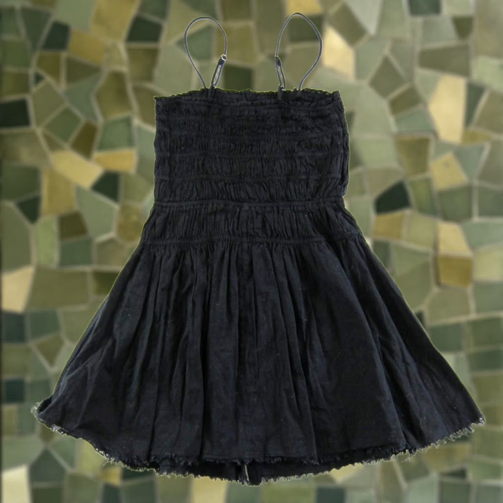 Vintage Rita Ora Primark Sun Dress XS Black NWT Button Down Stretch Spaghetti Strap Size XS / US 0-2 / IT 36-38 - 1 Thumbnail