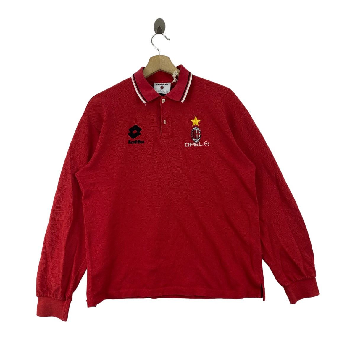 Lotto Sport Vintage 1994 LOTTO x AC MILAN Opel Football Polo Collar Size US XL / EU 56 / 4 - 1 Thumbnail