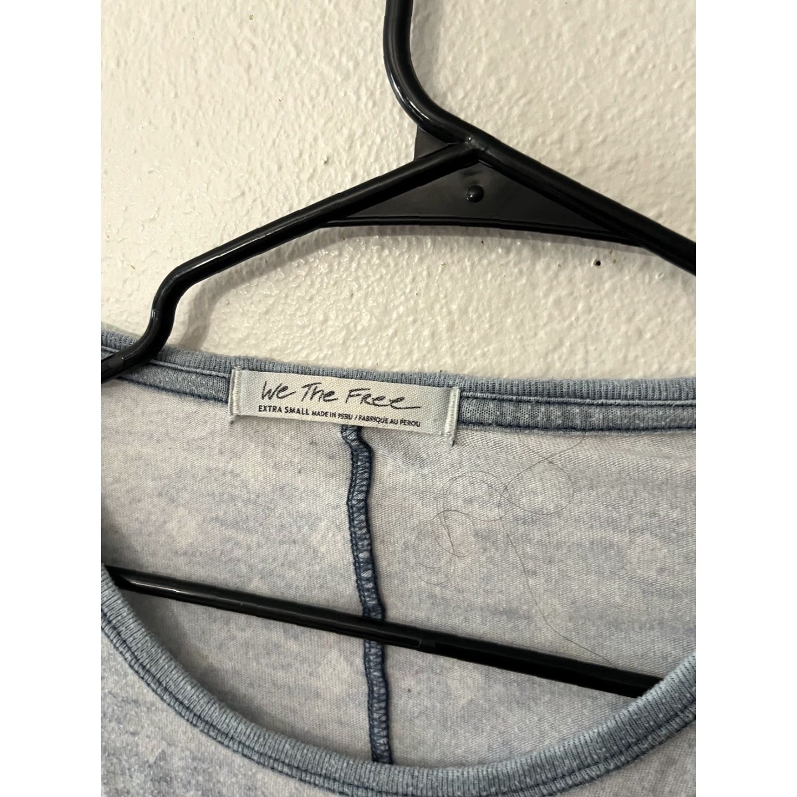 Vintage We The Free Shirt Womens XS Blue Blouse Long Sleeve Knit Cotton Blend Size XS / US 0-2 / IT 36-38 - 3 Thumbnail