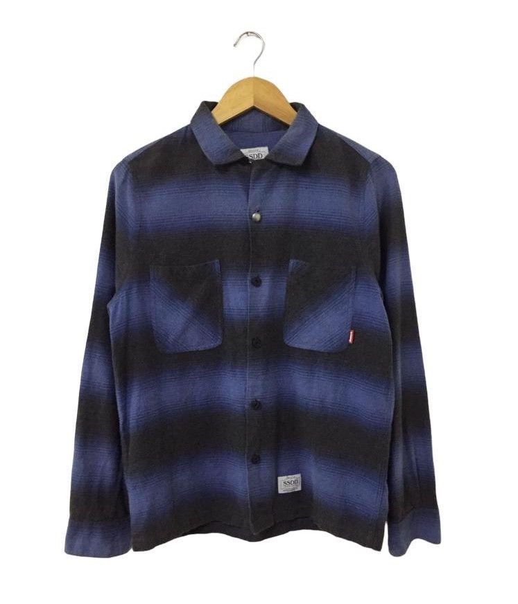 image of Ssdd Plaid Plaid Checkered Button Up Flannel Shirt in Blue, Men's (Size Small)