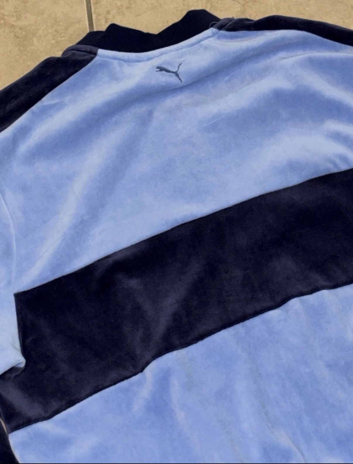 Puma Puma Light Blue and Navy Velour zipper Bomber Jacket suede Size US L / EU 52-54 / 3 - 6 Thumbnail