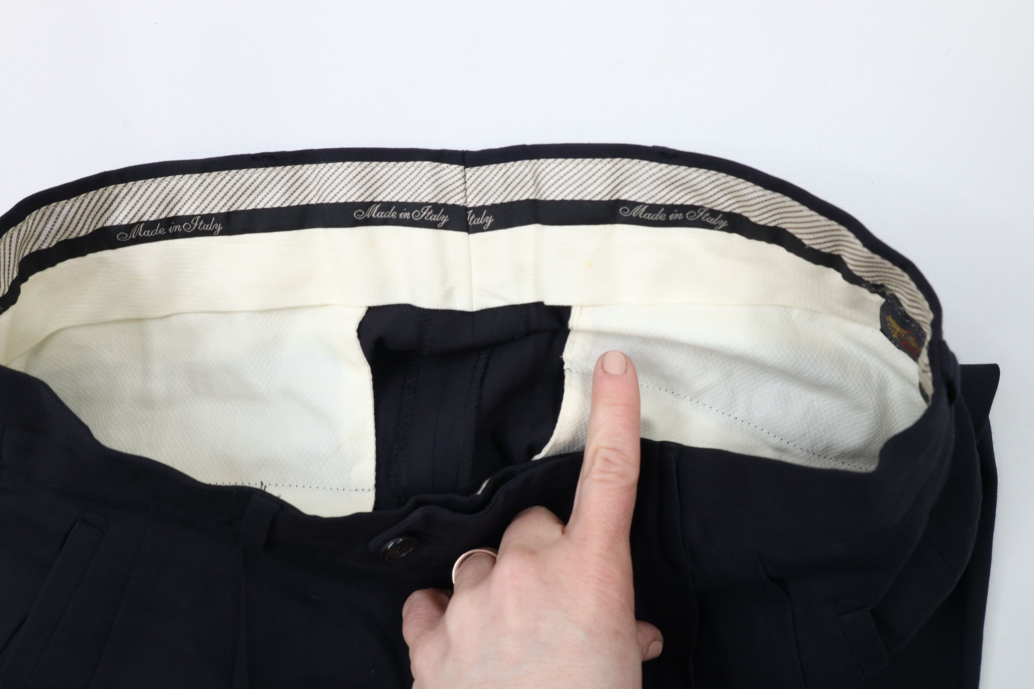 Vintage Vintage 90s Streetwear Wool Pleated Cuffed Chino Pants Blue Size US 30 / EU 46 - 8 Thumbnail