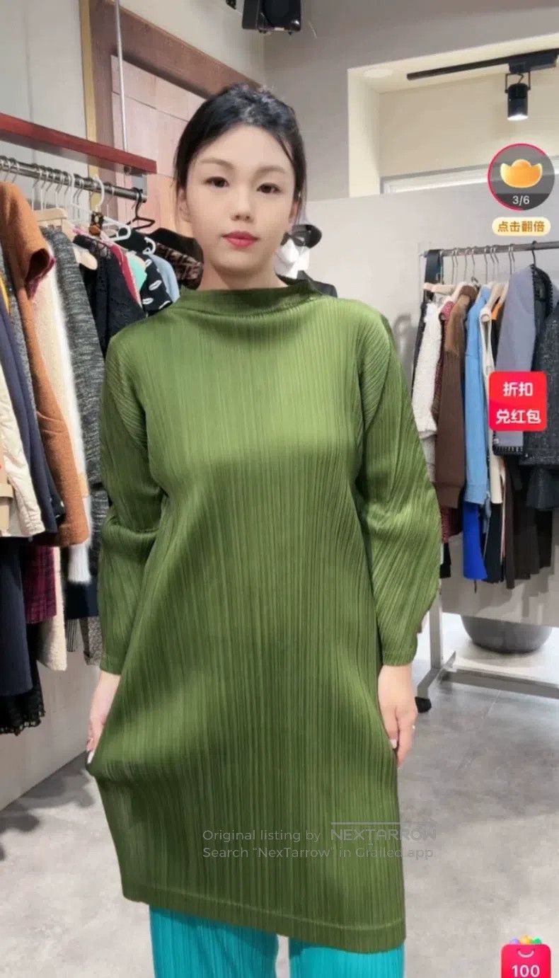 Issey Miyake Issey Miyake Green Asymmetric Dress Size L / US 10 / IT 46 - 6 Thumbnail