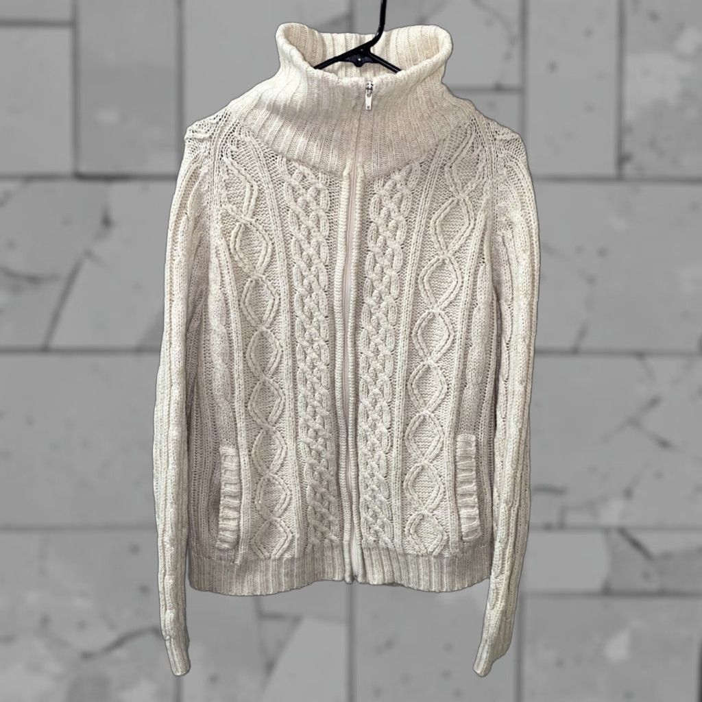 Vintage VINTAGE Bullums Mens Beige Acrylic Cable-Knit Full Zip Sweater M Full Zip Beige Mens Size M Bullums Sweater Size US M / EU 48-50 / 2 - 1 Thumbnail