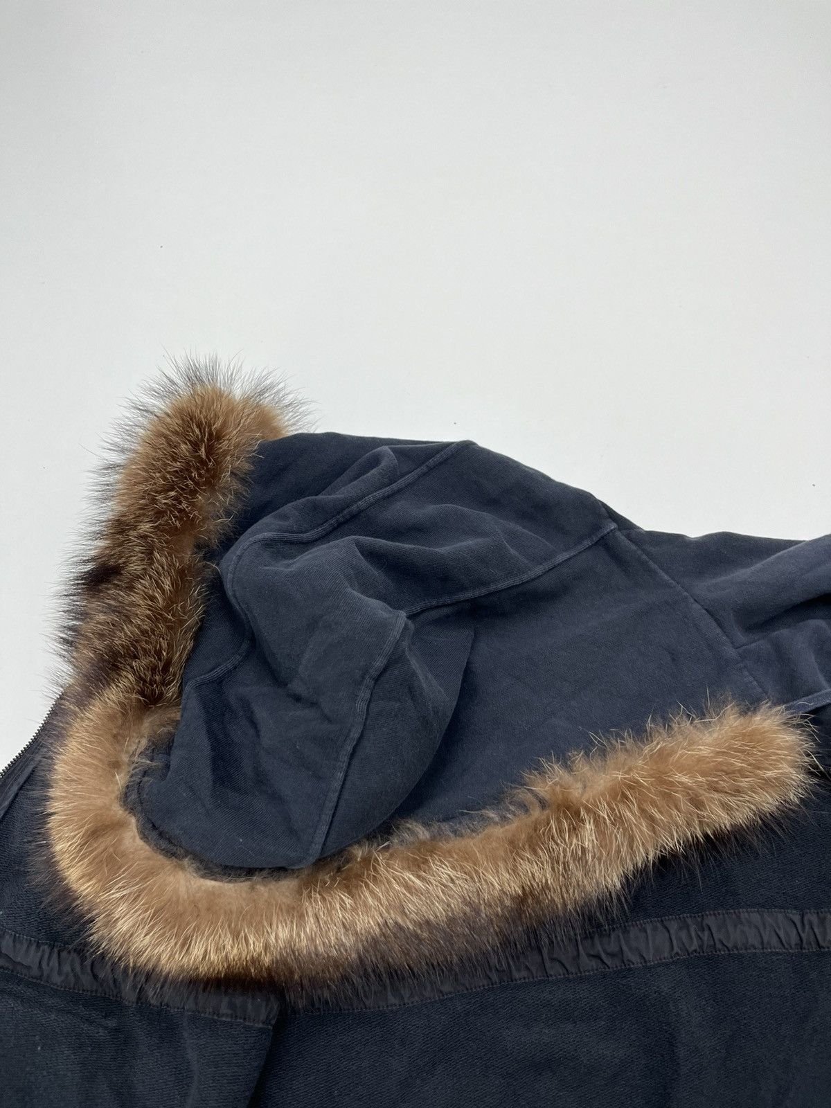 Prada Prada Women’s Navy Fur Trim Zip-Up Hoodie Size L / US 10 / IT 46 - 8 Thumbnail