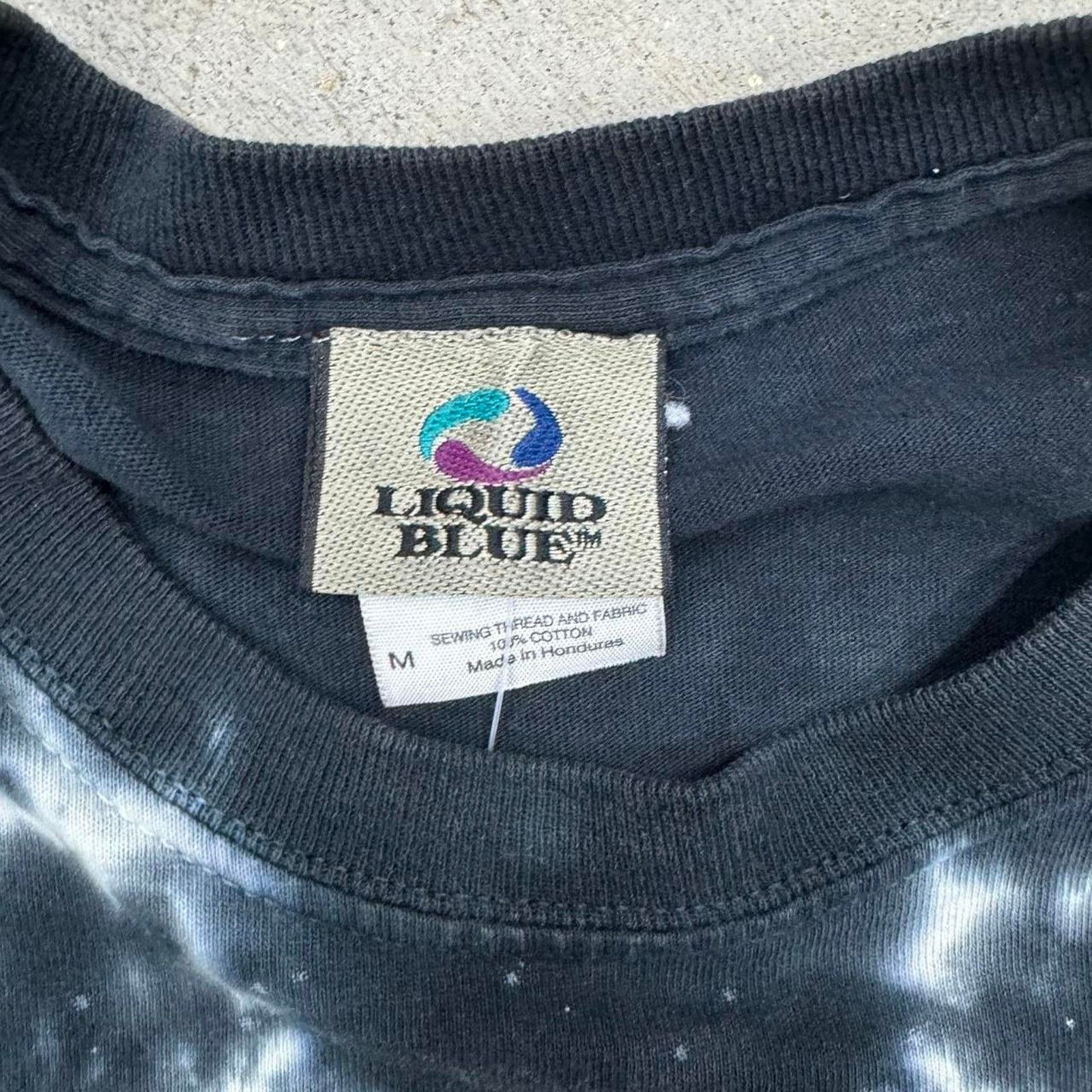 Liquid Blue Medium - Vintage y2k liquid blue aop tie dye skull t-shirt Size US M / EU 48-50 / 2 - 5 Thumbnail