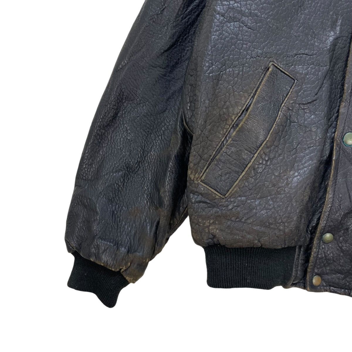 💥Vintage Japanese Brand JUNmen Bomber Leather Jacket