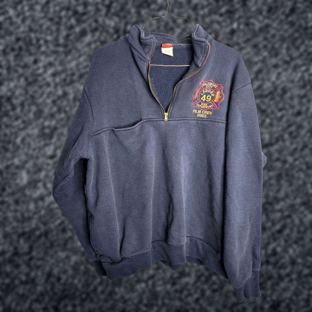 Union LA Vintage Baltimore City Fire Dept Ladder 49 Film Crew Sweatshirt 4XL Men Blue Fire Rescue Size US XXL / EU 58 / 5 - 1 Thumbnail