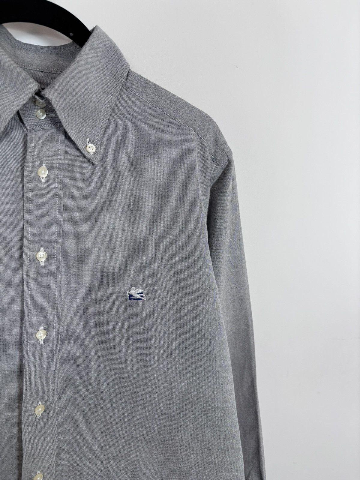 Etro Etro Men’s Textured Grey Long Sleeve Shirt Button Down Size US L / EU 52-54 / 3 - 3 Thumbnail